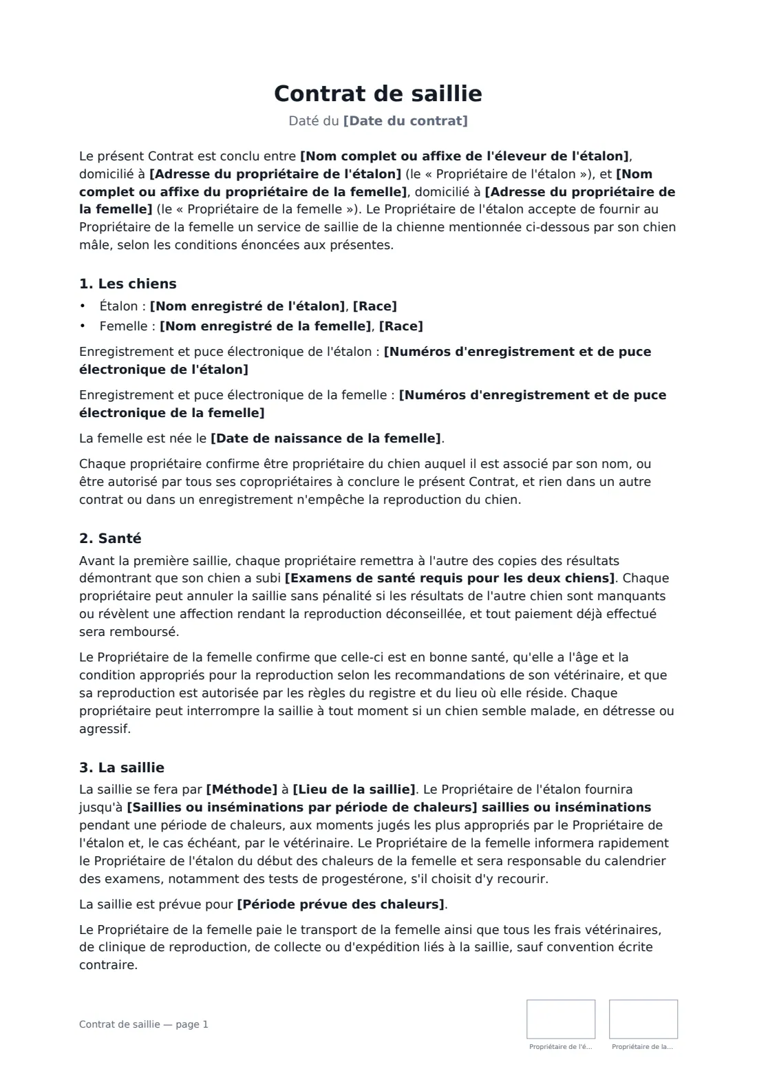 Contrat de saillie — page 1 sur 3