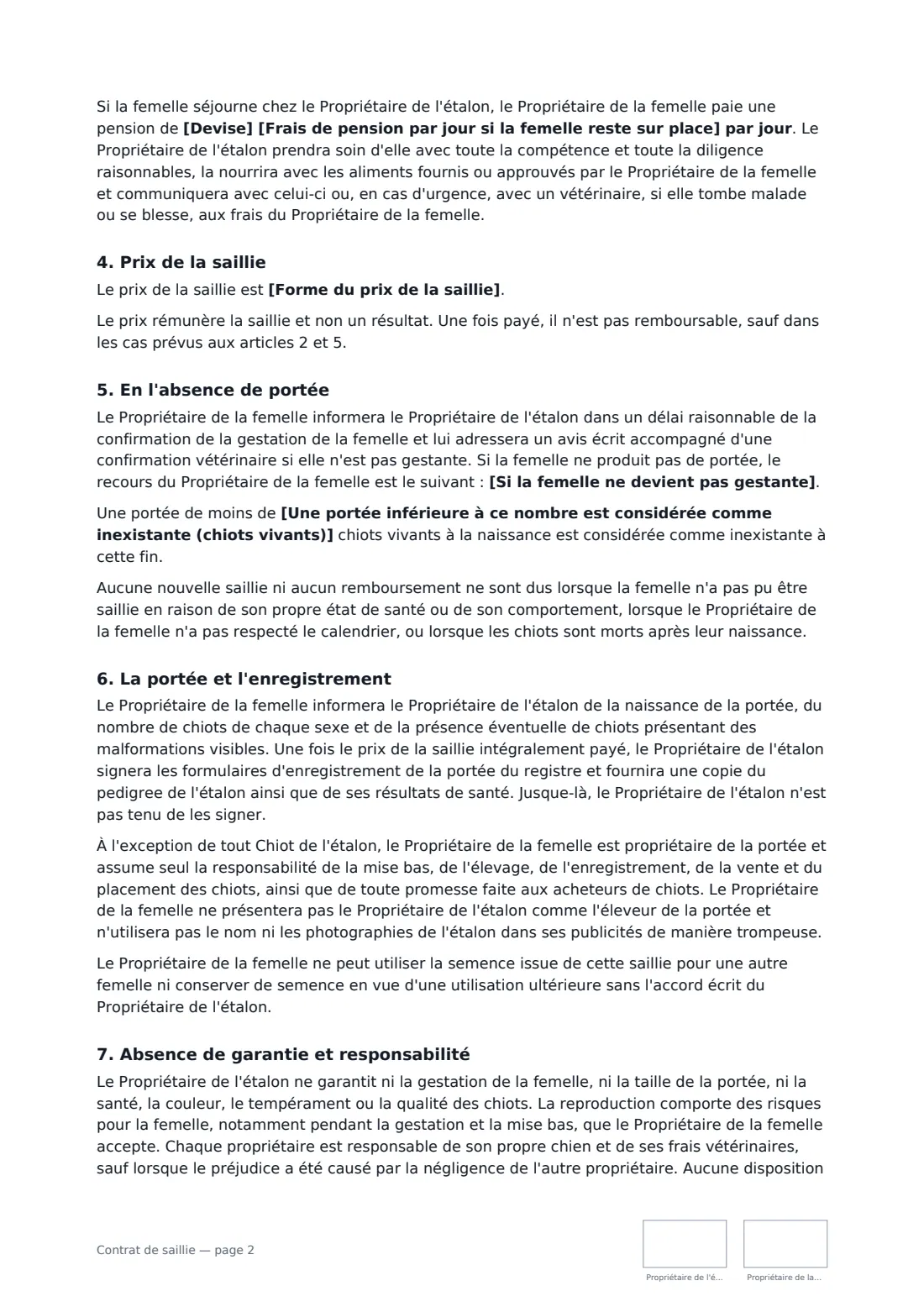 Contrat de saillie — page 2 sur 3