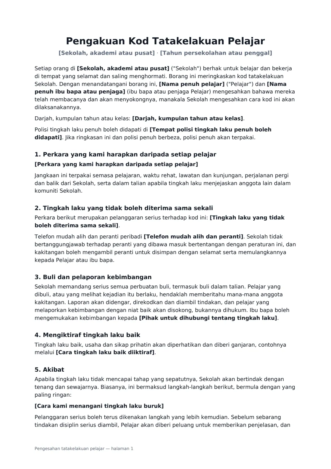 Pengesahan tatakelakuan pelajar — halaman 1 daripada 2