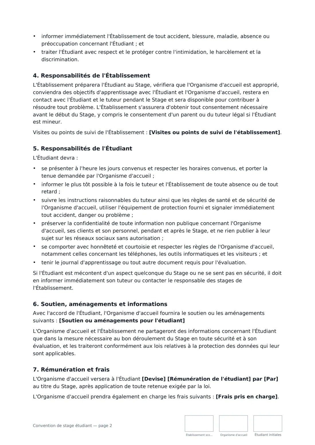 Convention de stage étudiant — page 2 sur 3