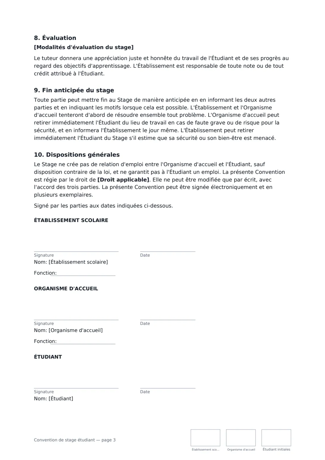 Convention de stage étudiant — page 3 sur 3