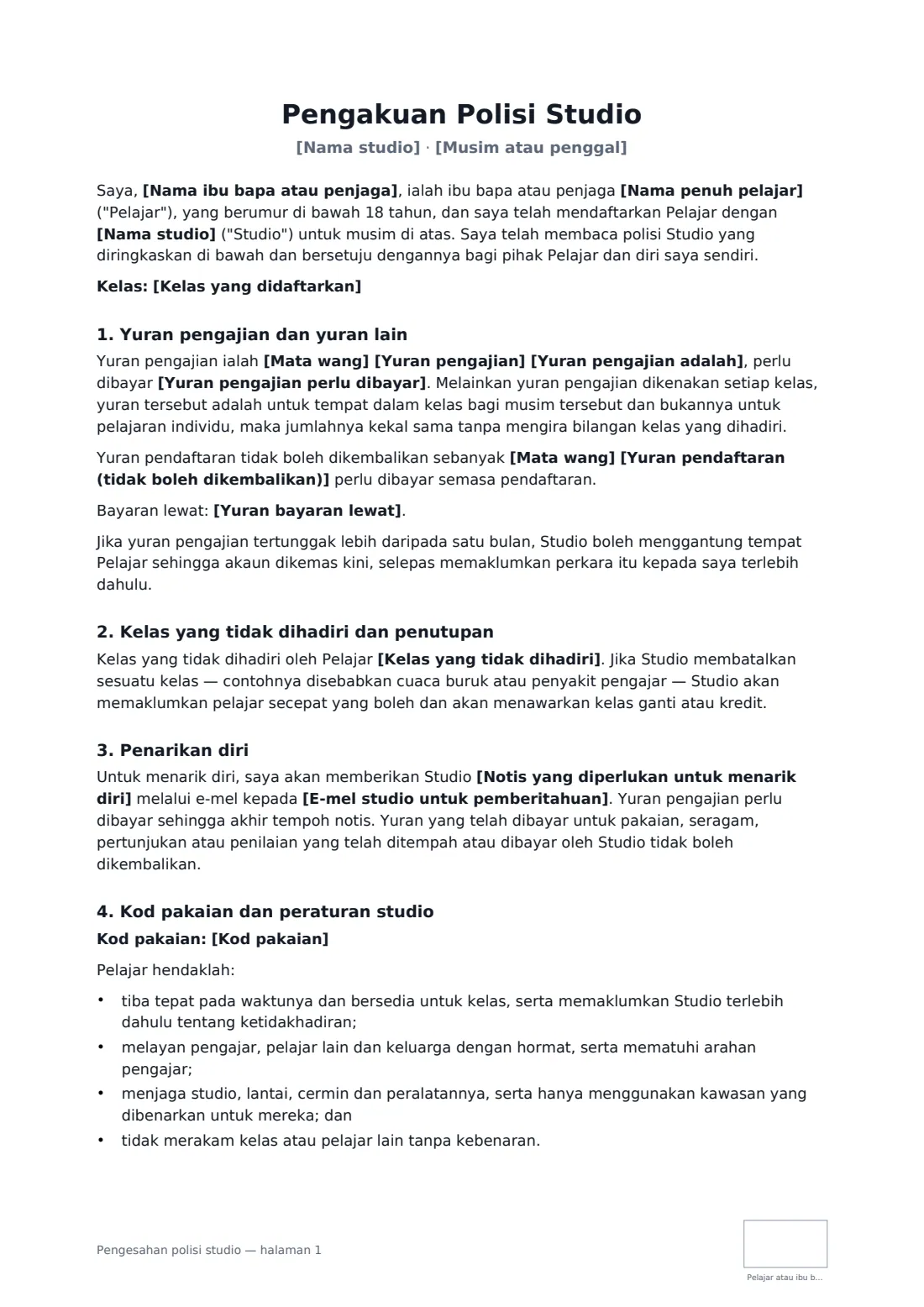 Pengesahan polisi studio — halaman 1 daripada 2