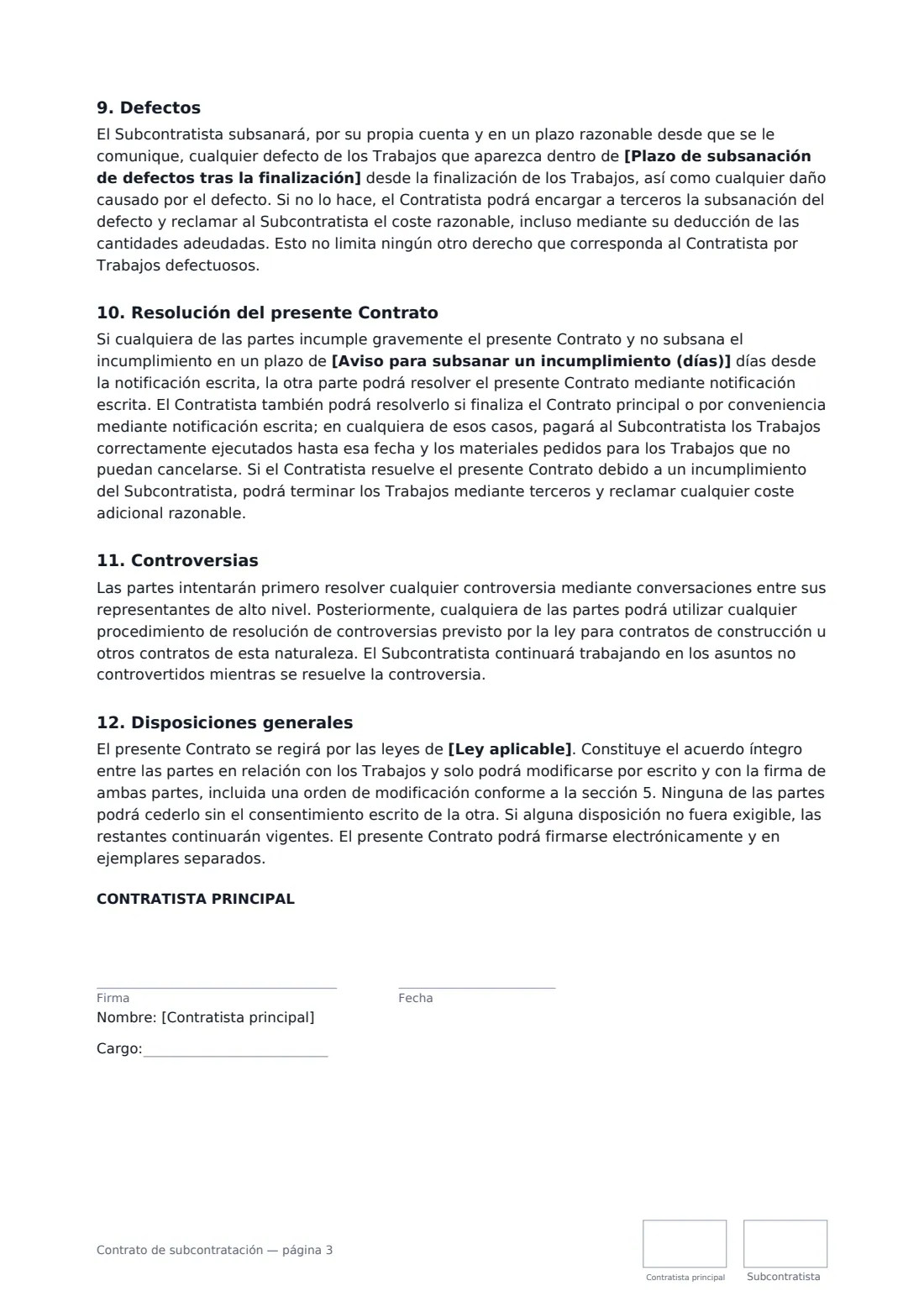Contrato de subcontratación: página 3 de 4