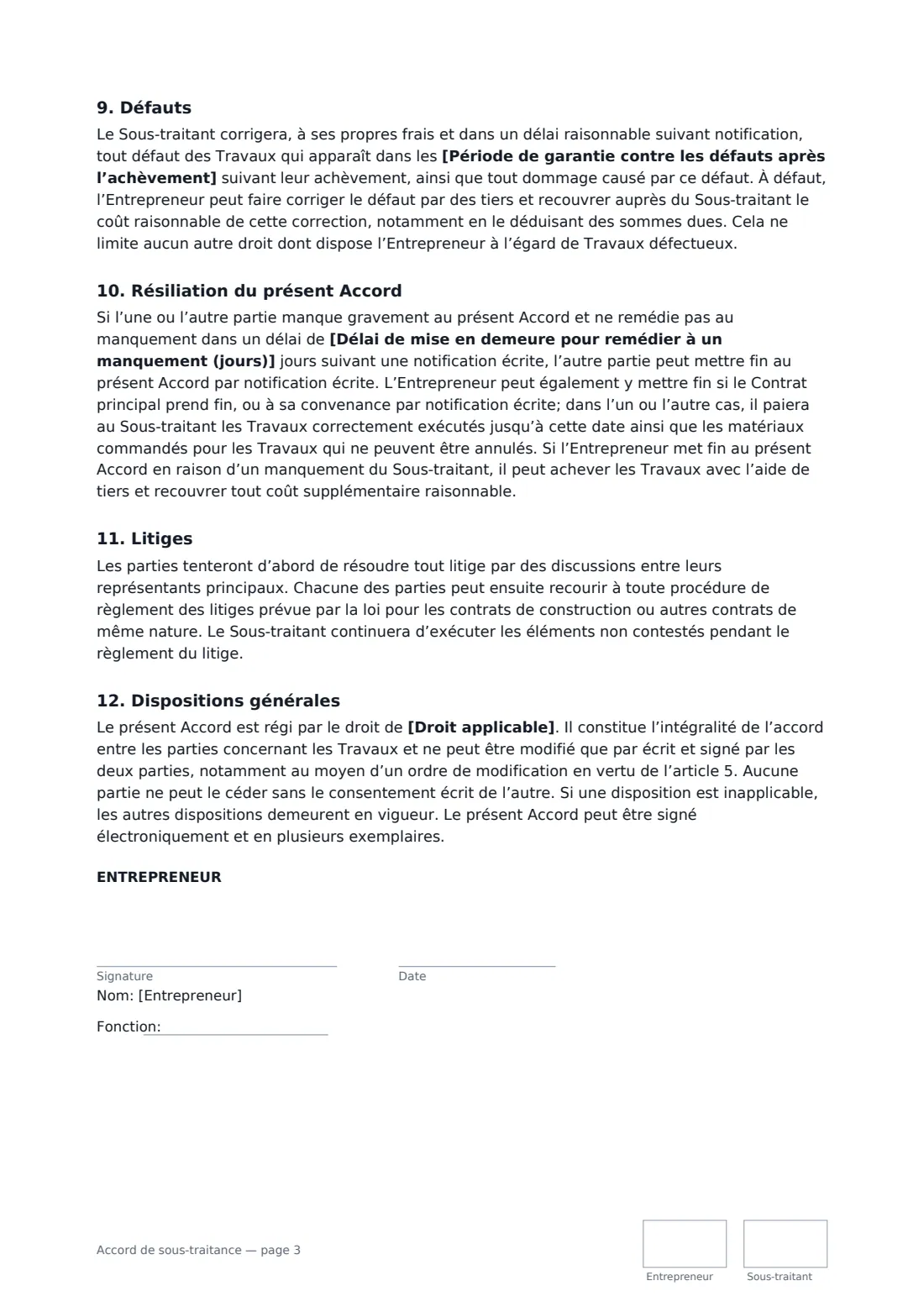 Accord de sous-traitance — page 3 sur 4