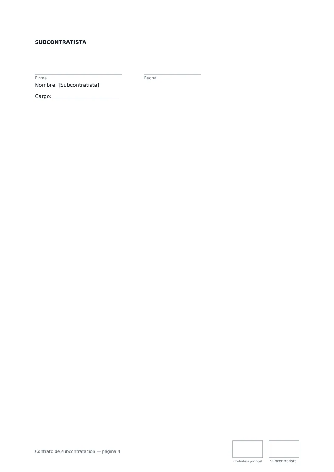 Contrato de subcontratación: página 4 de 4