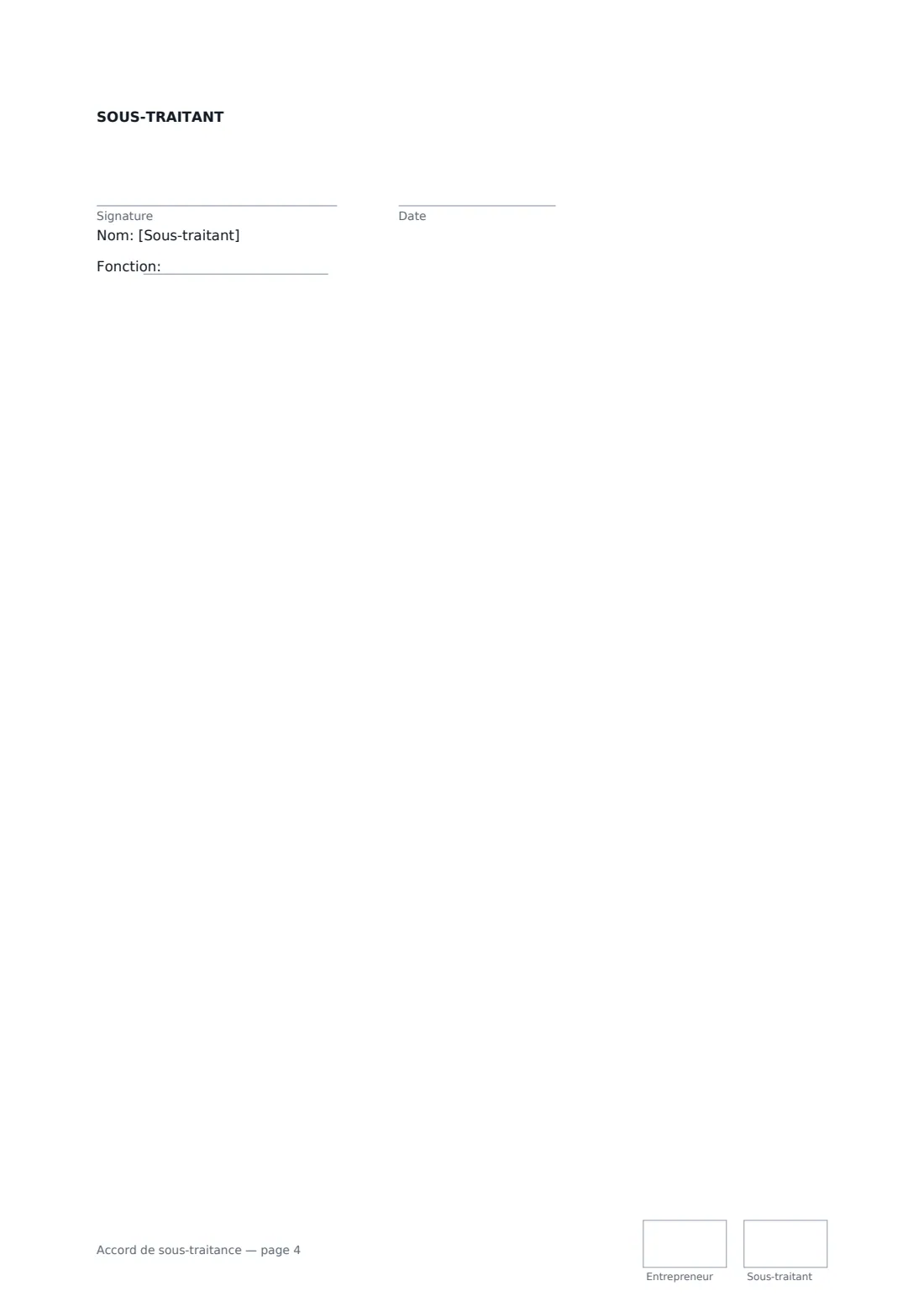 Accord de sous-traitance — page 4 sur 4