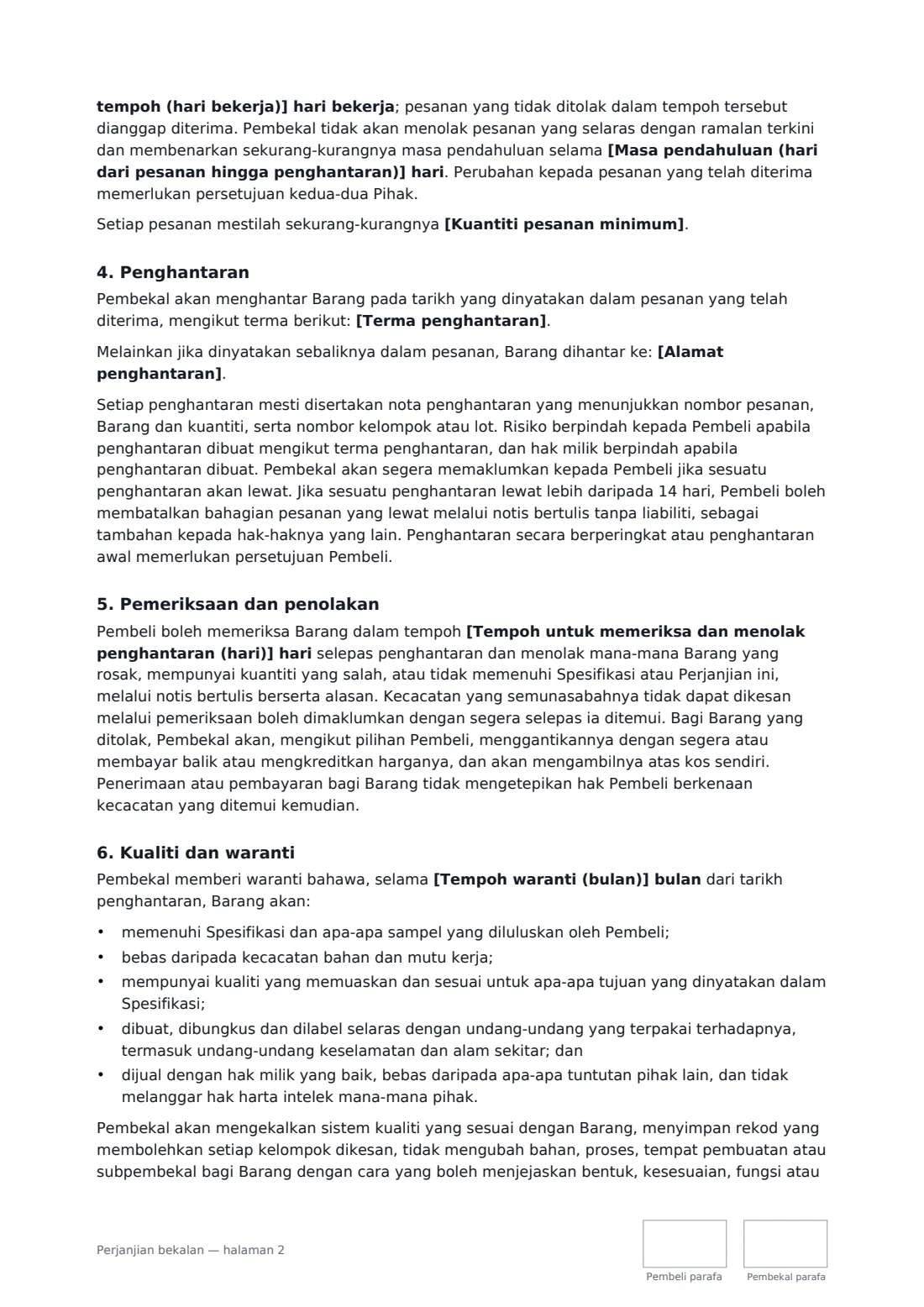 Perjanjian bekalan — halaman 2 daripada 4
