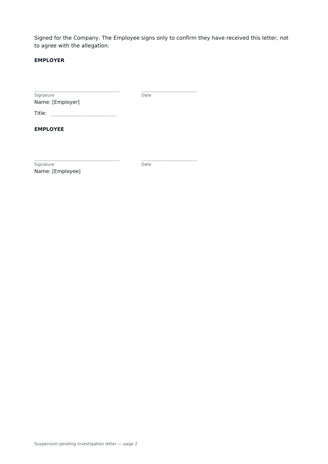 Suspension pending investigation letter — page 2 of 2