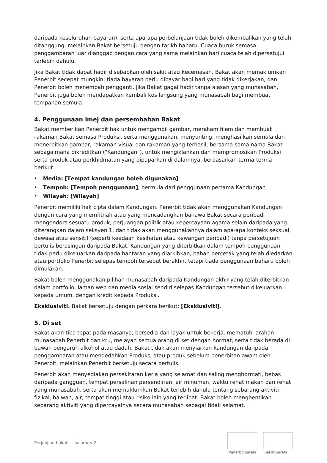 Perjanjian bakat — halaman 2 daripada 3