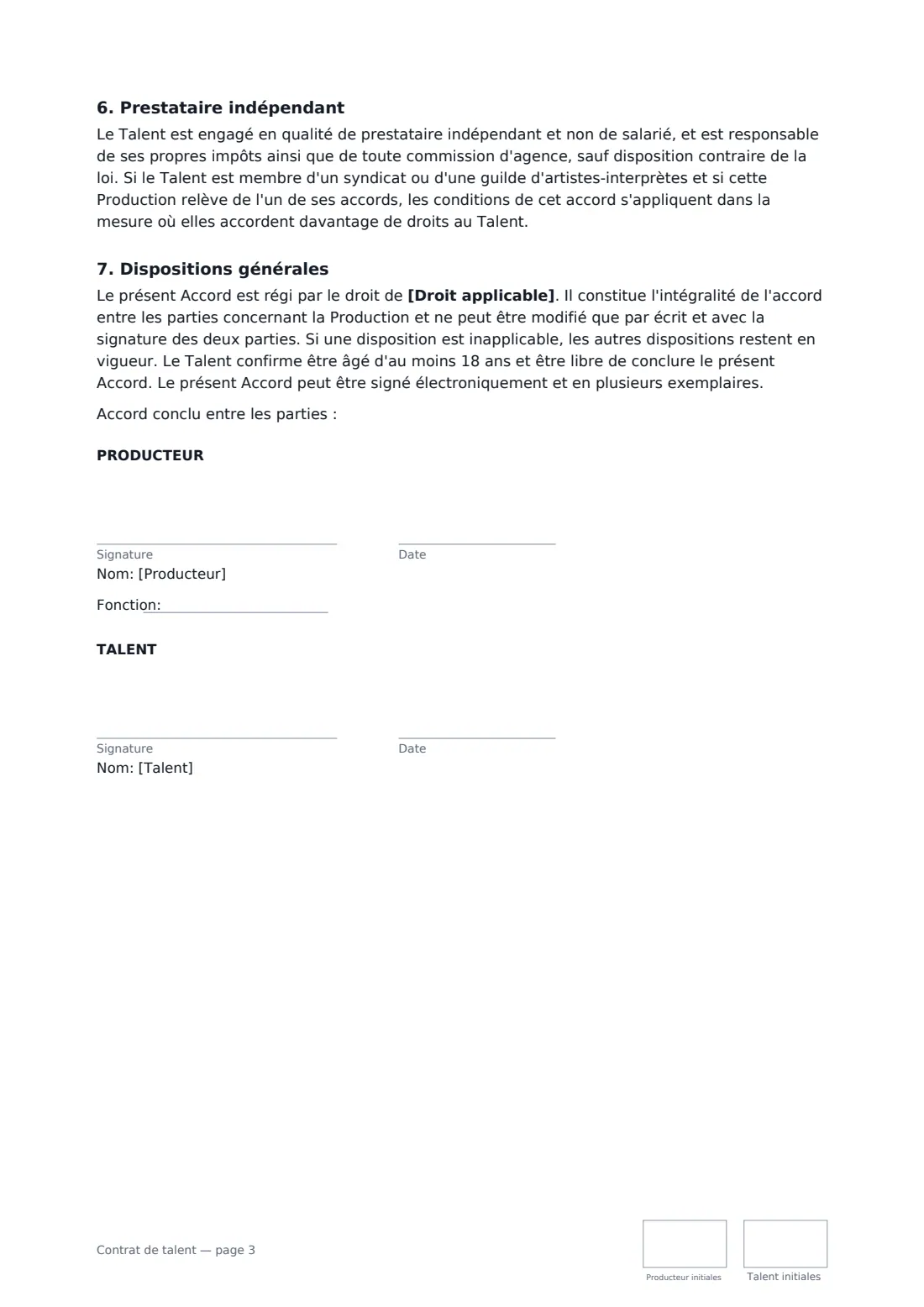 Contrat de talent — page 3 sur 3