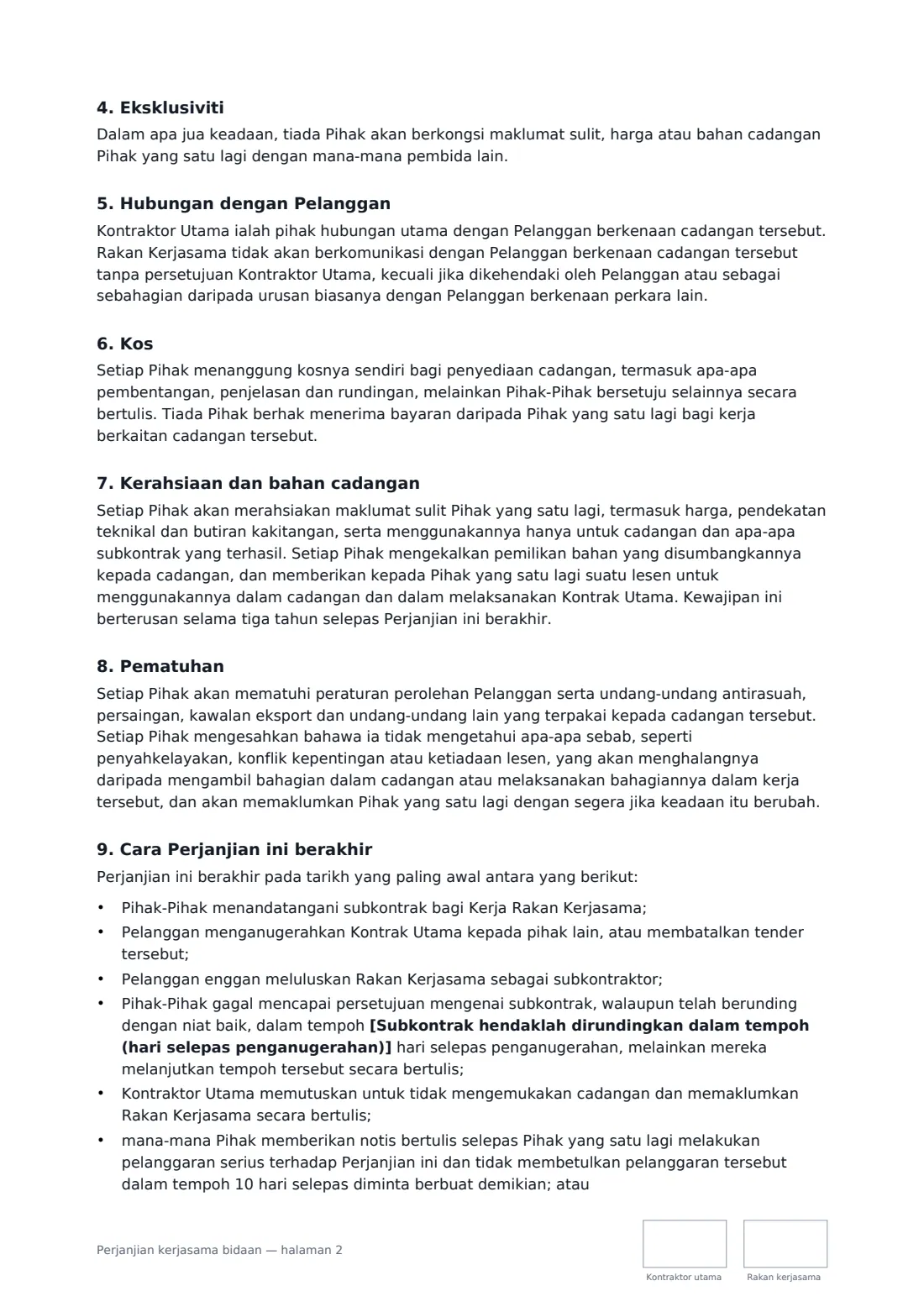 Perjanjian kerjasama bidaan — halaman 2 daripada 3