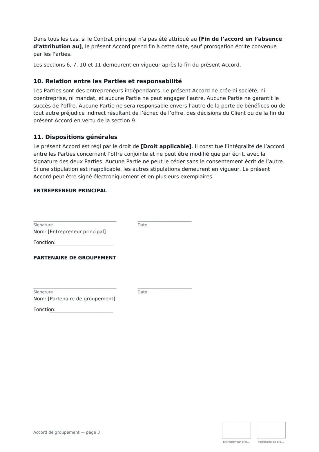 Accord de groupement — page 3 sur 3