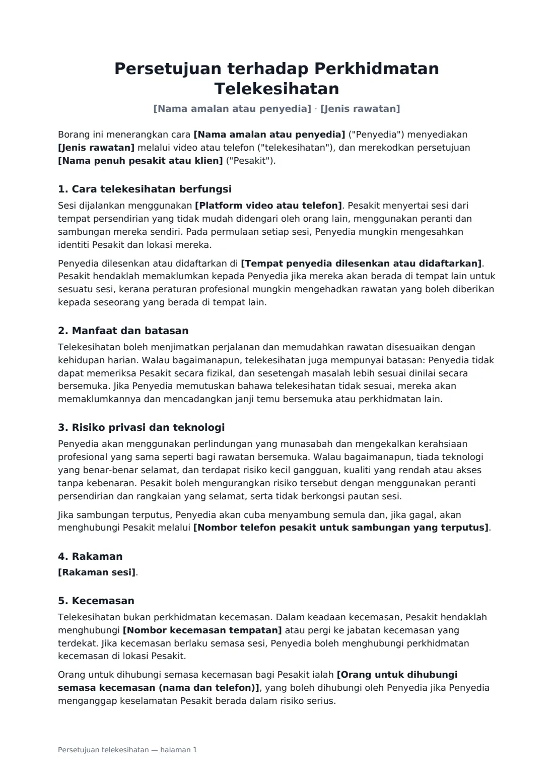 Persetujuan telekesihatan — halaman 1 daripada 2