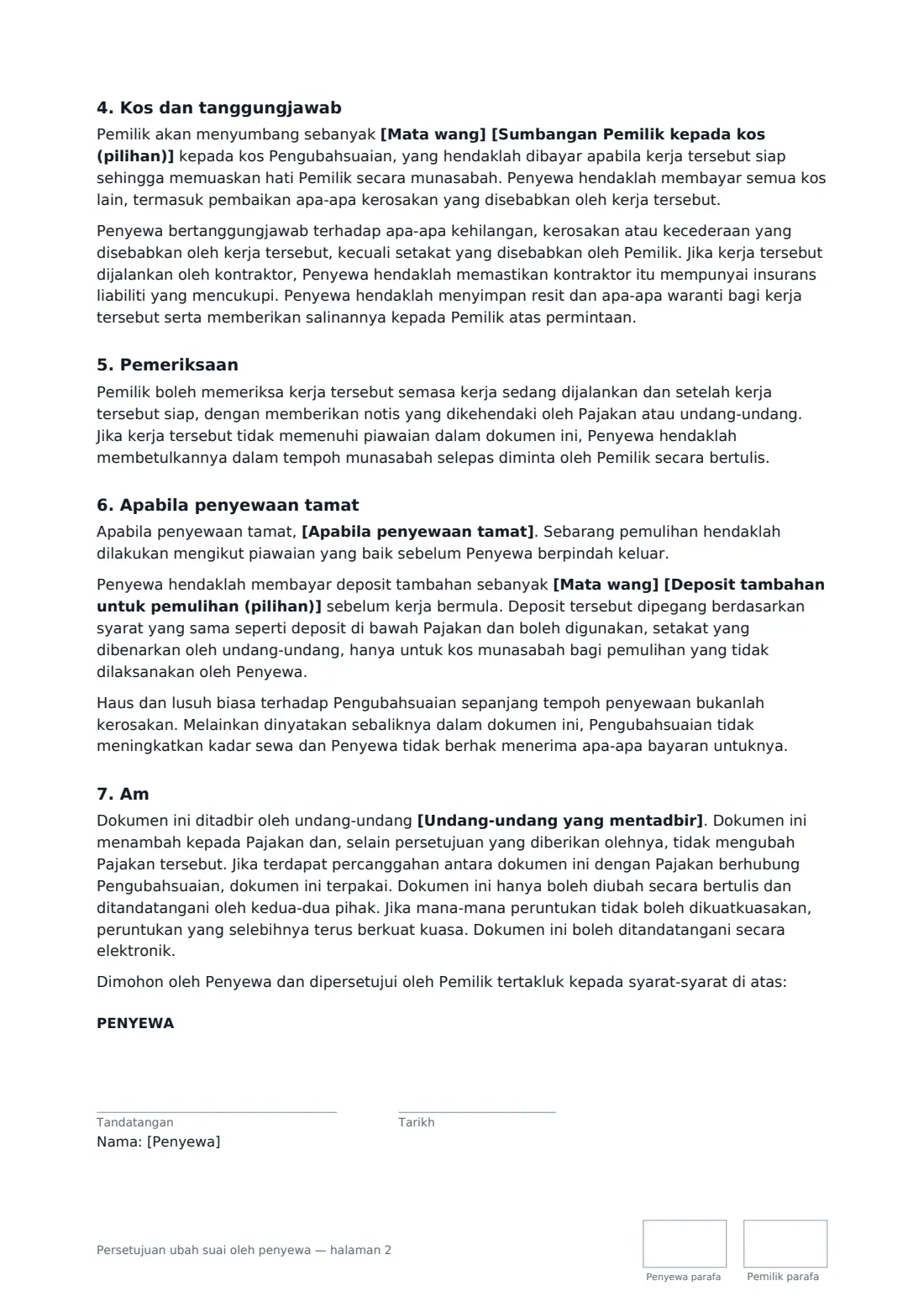 Persetujuan ubah suai oleh penyewa — halaman 2 daripada 3
