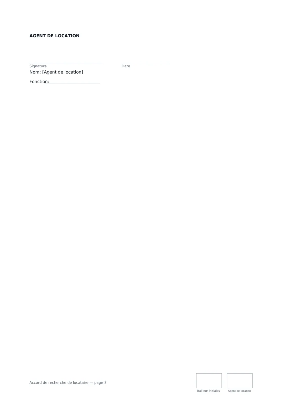 Accord de recherche de locataire — page 3 sur 3