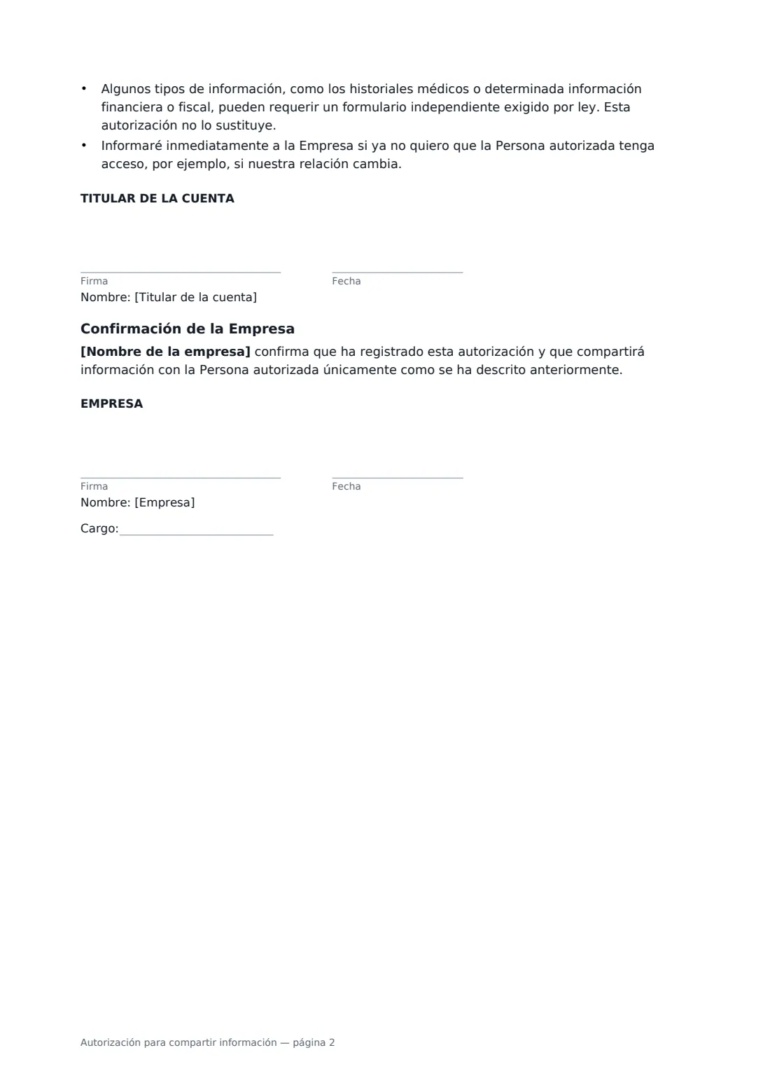 Autorización para compartir información: página 2 de 2