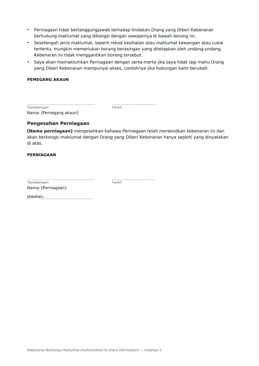 Kebenaran Berkongsi Maklumat (Authorization to share information) — halaman 2 daripada 2