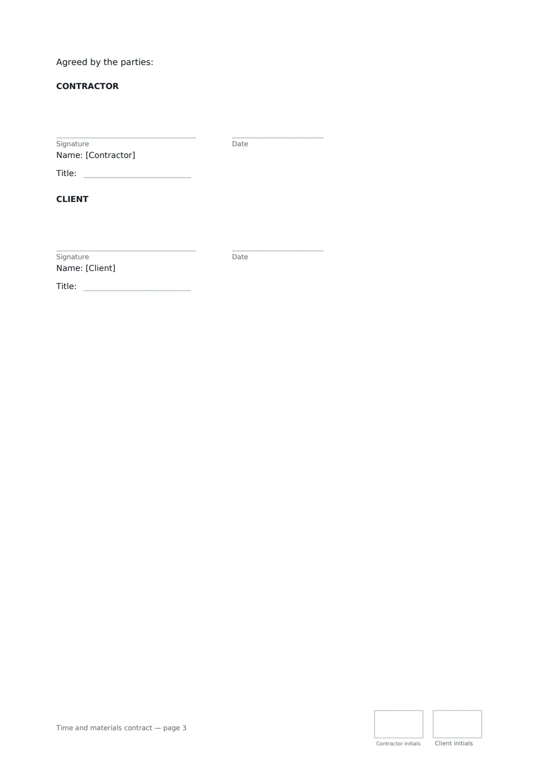Time and materials contract — page 3 of 3