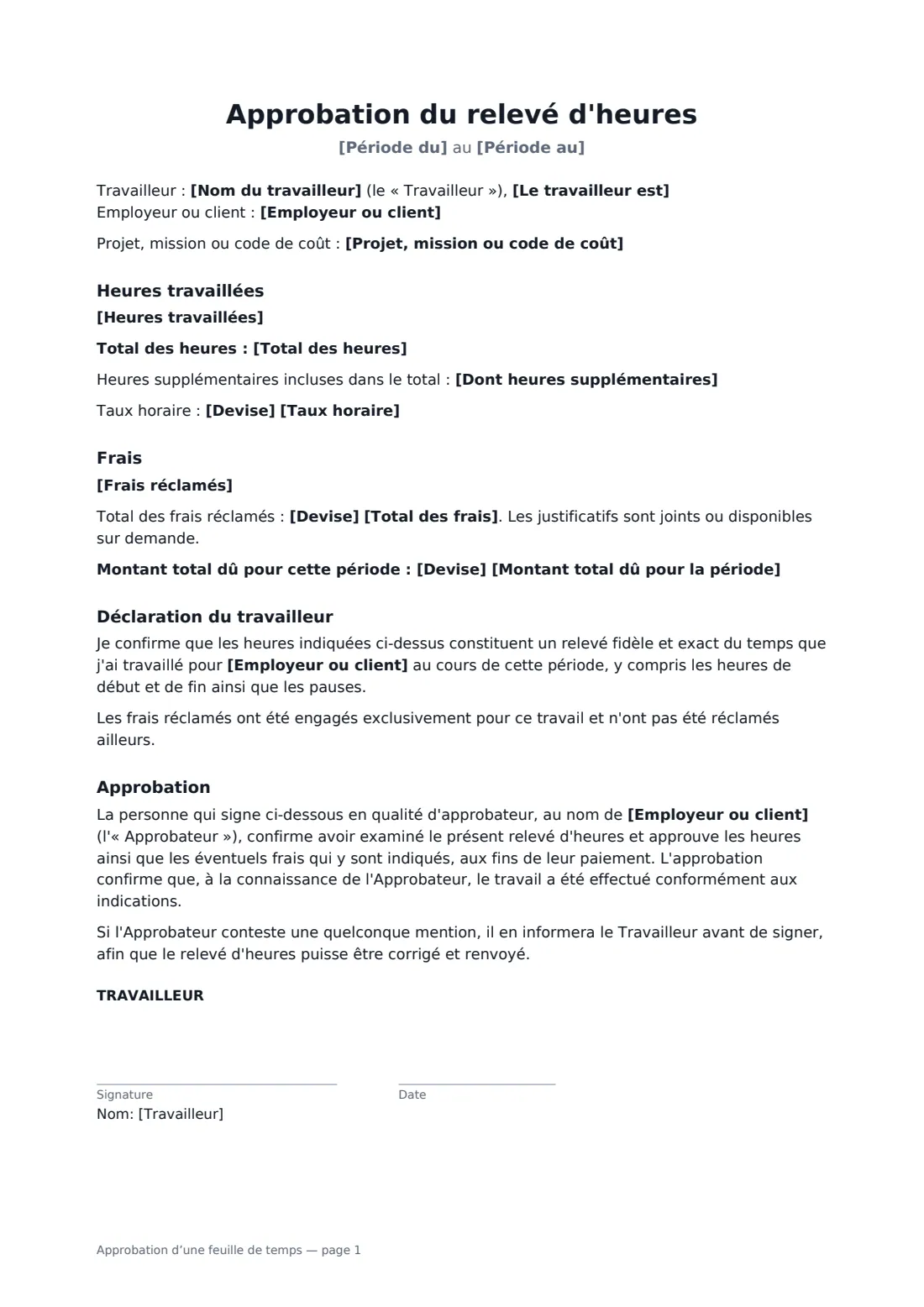 Approbation d’une feuille de temps — page 1 sur 2