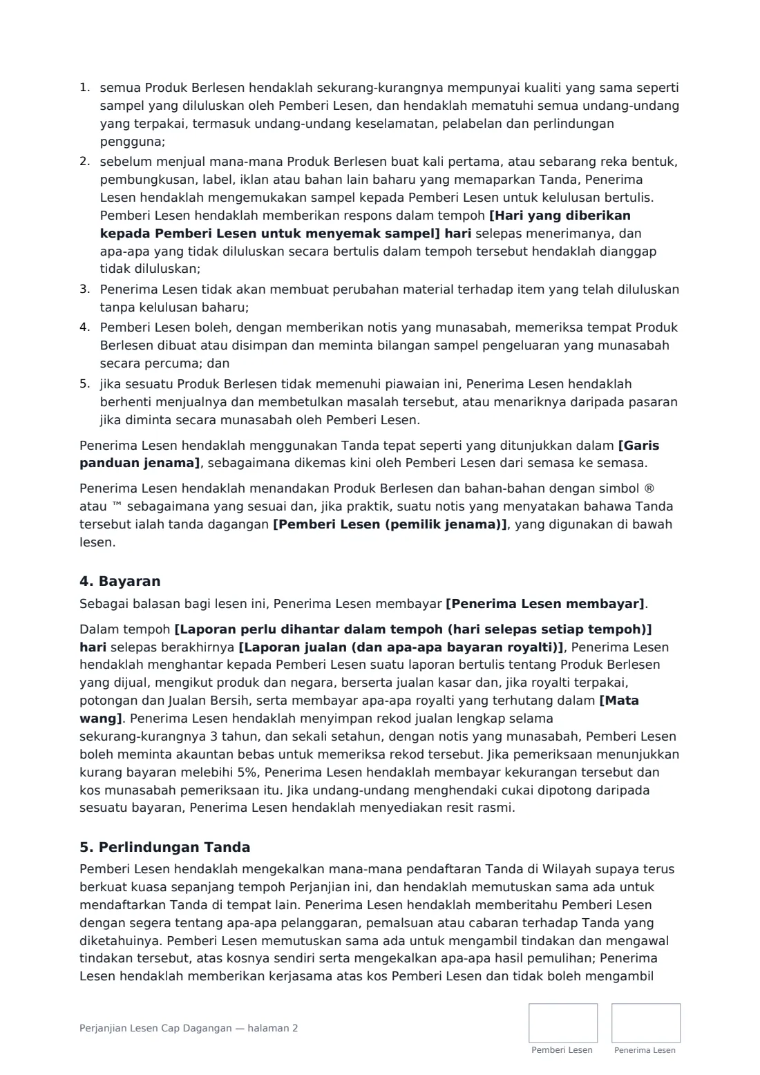 Perjanjian Lesen Cap Dagangan — halaman 2 daripada 4