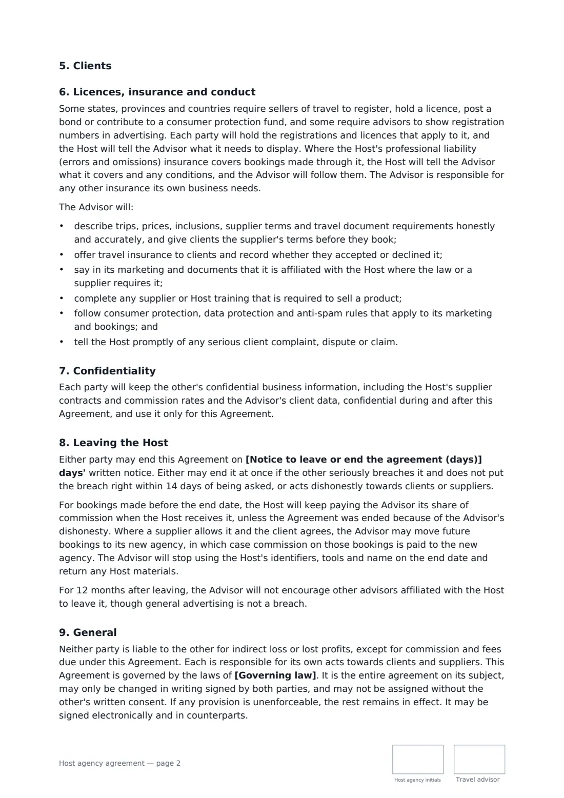 Host agency agreement — page 2 of 3