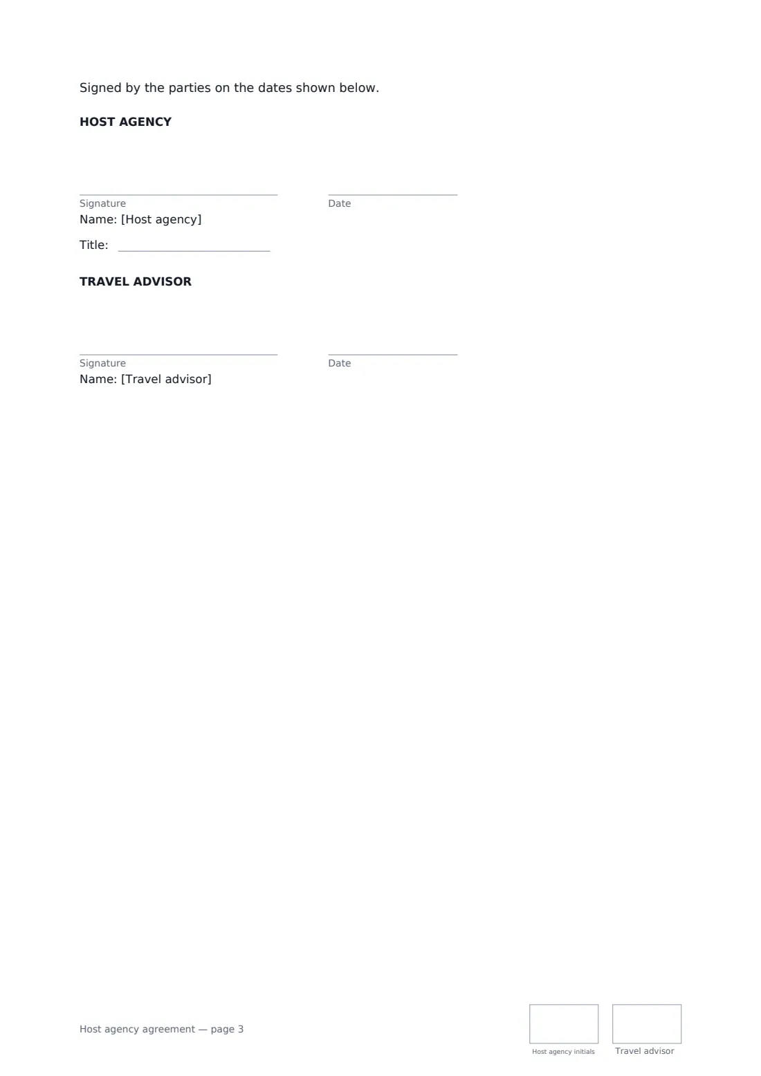 Host agency agreement — page 3 of 3