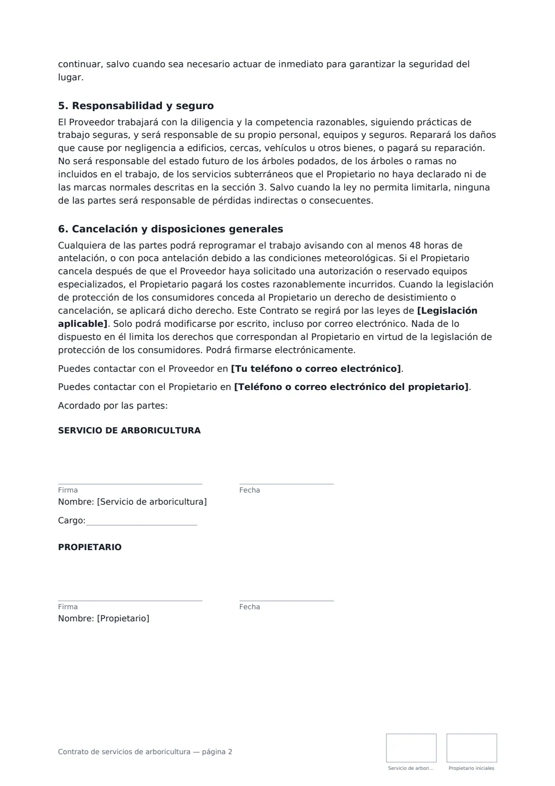 Contrato de servicios de arboricultura: página 2 de 2