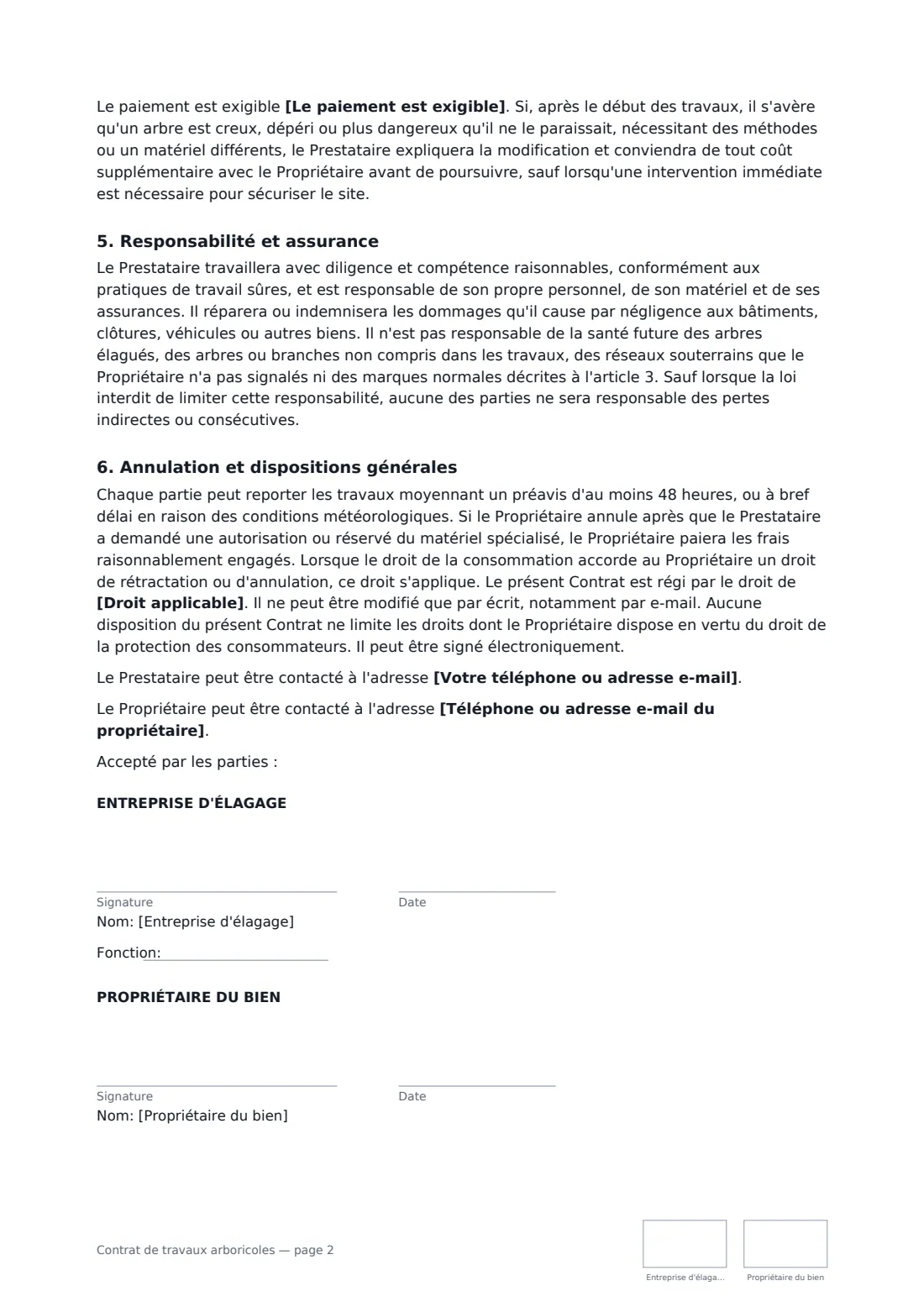 Contrat de travaux arboricoles — page 2 sur 2