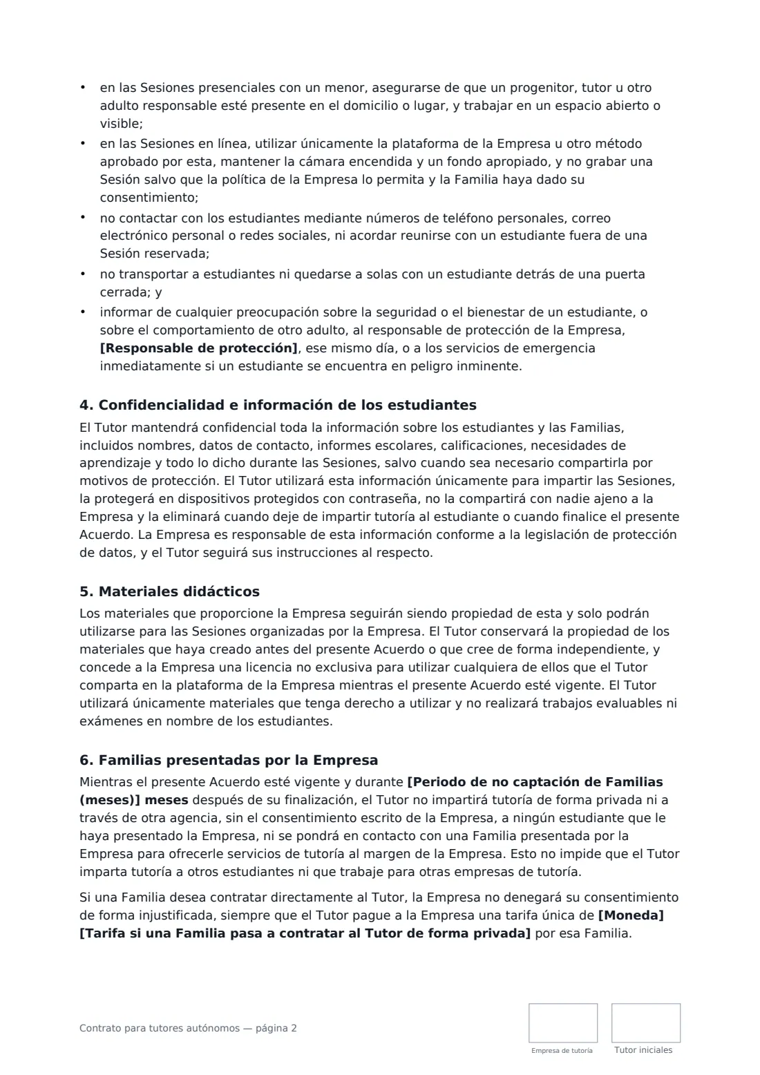Contrato para tutores autónomos: página 2 de 3