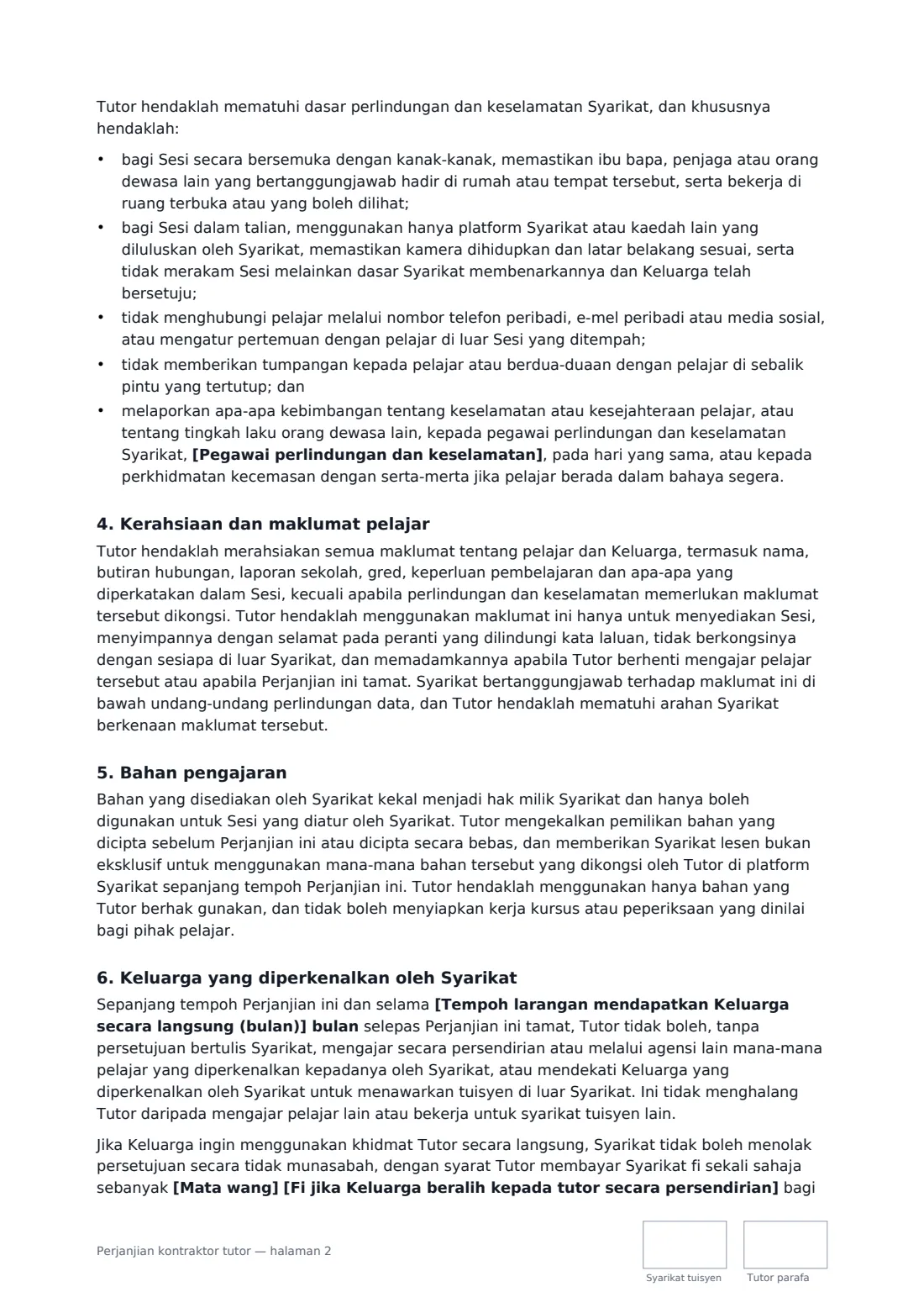 Perjanjian kontraktor tutor — halaman 2 daripada 3