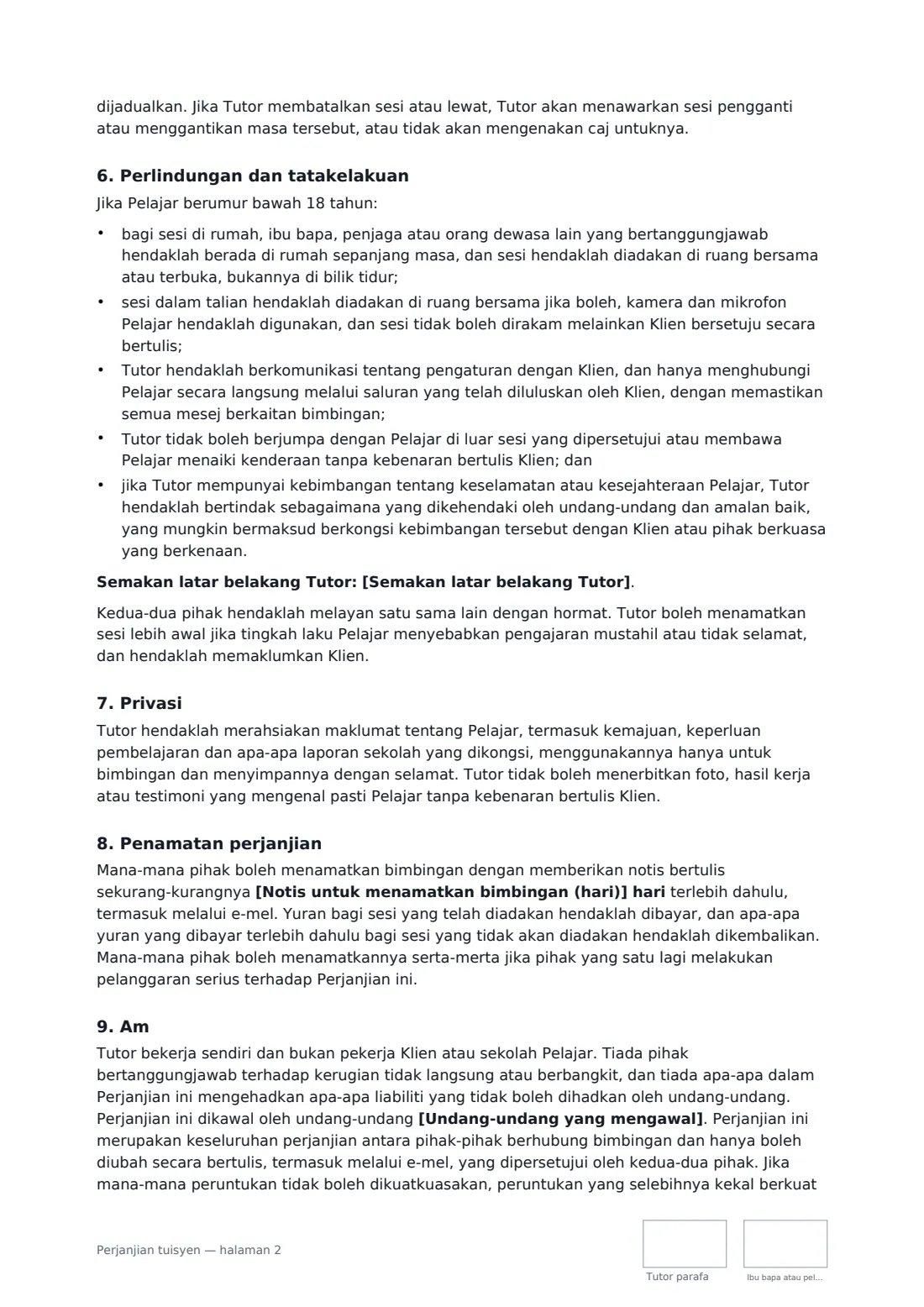 Perjanjian tuisyen — halaman 2 daripada 3