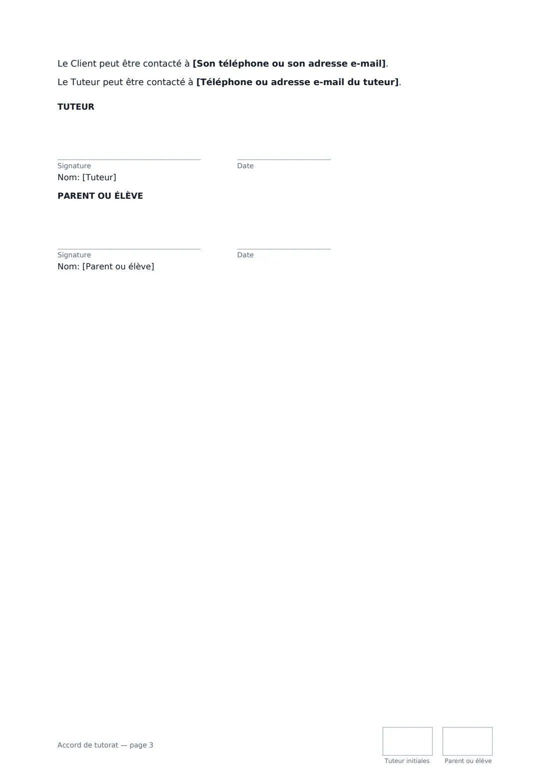 Accord de tutorat — page 3 sur 3