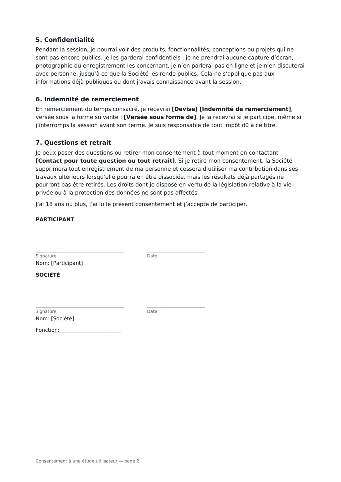 Consentement à une étude utilisateur — page 2 sur 2
