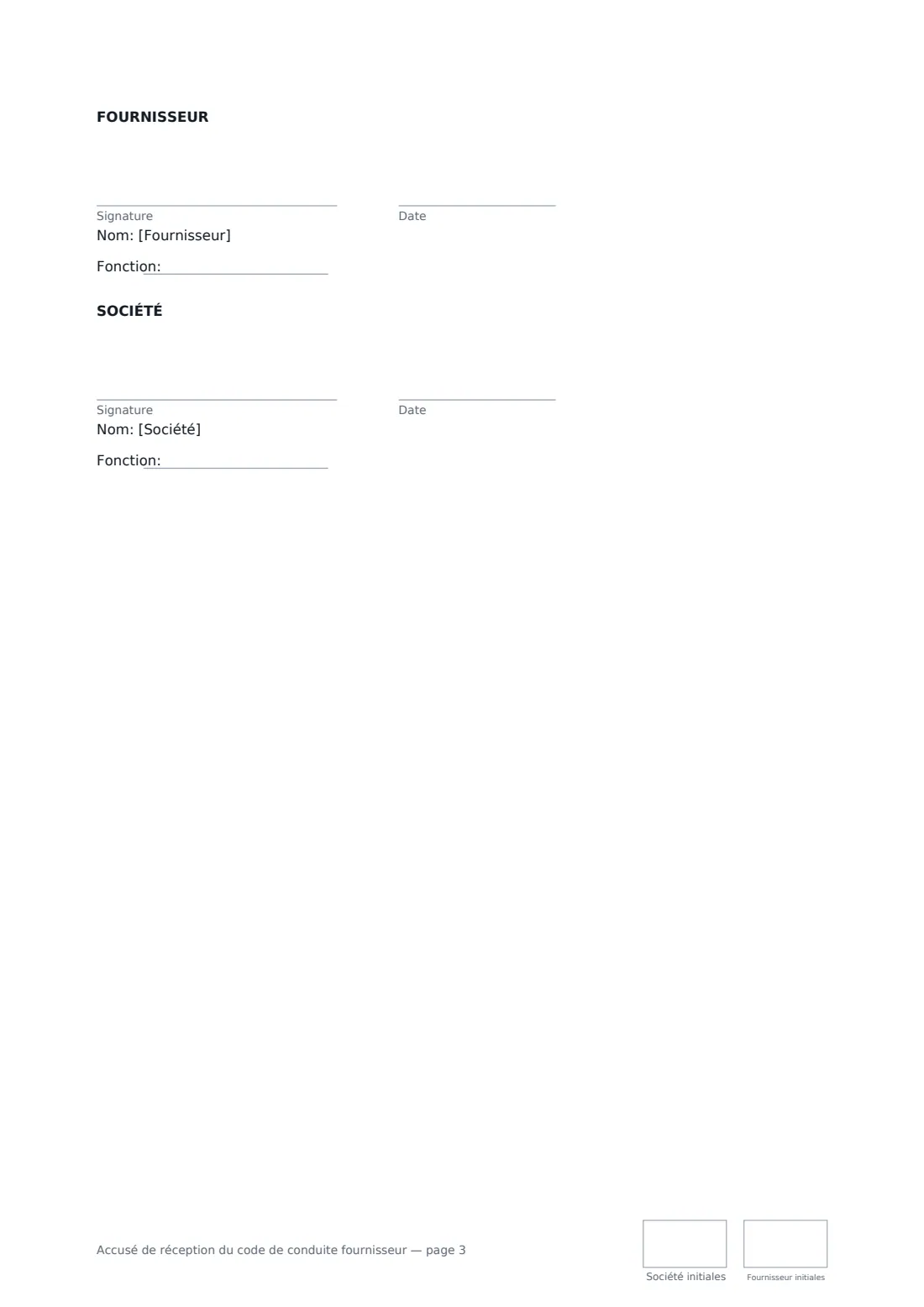 Accusé de réception du code de conduite fournisseur — page 3 sur 3