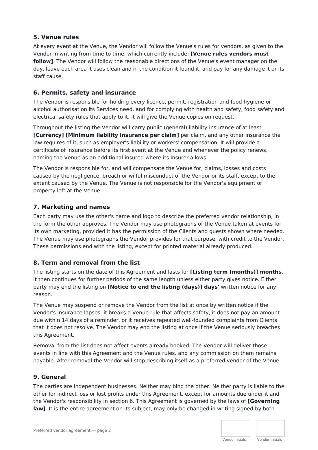Preferred vendor agreement — page 2 of 3
