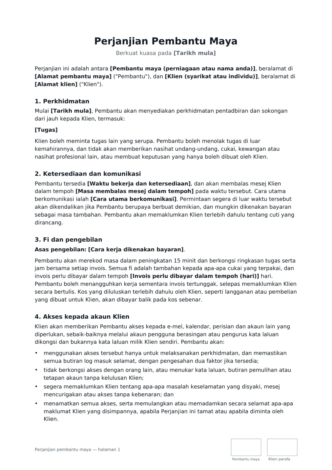 Perjanjian pembantu maya — halaman 1 daripada 3