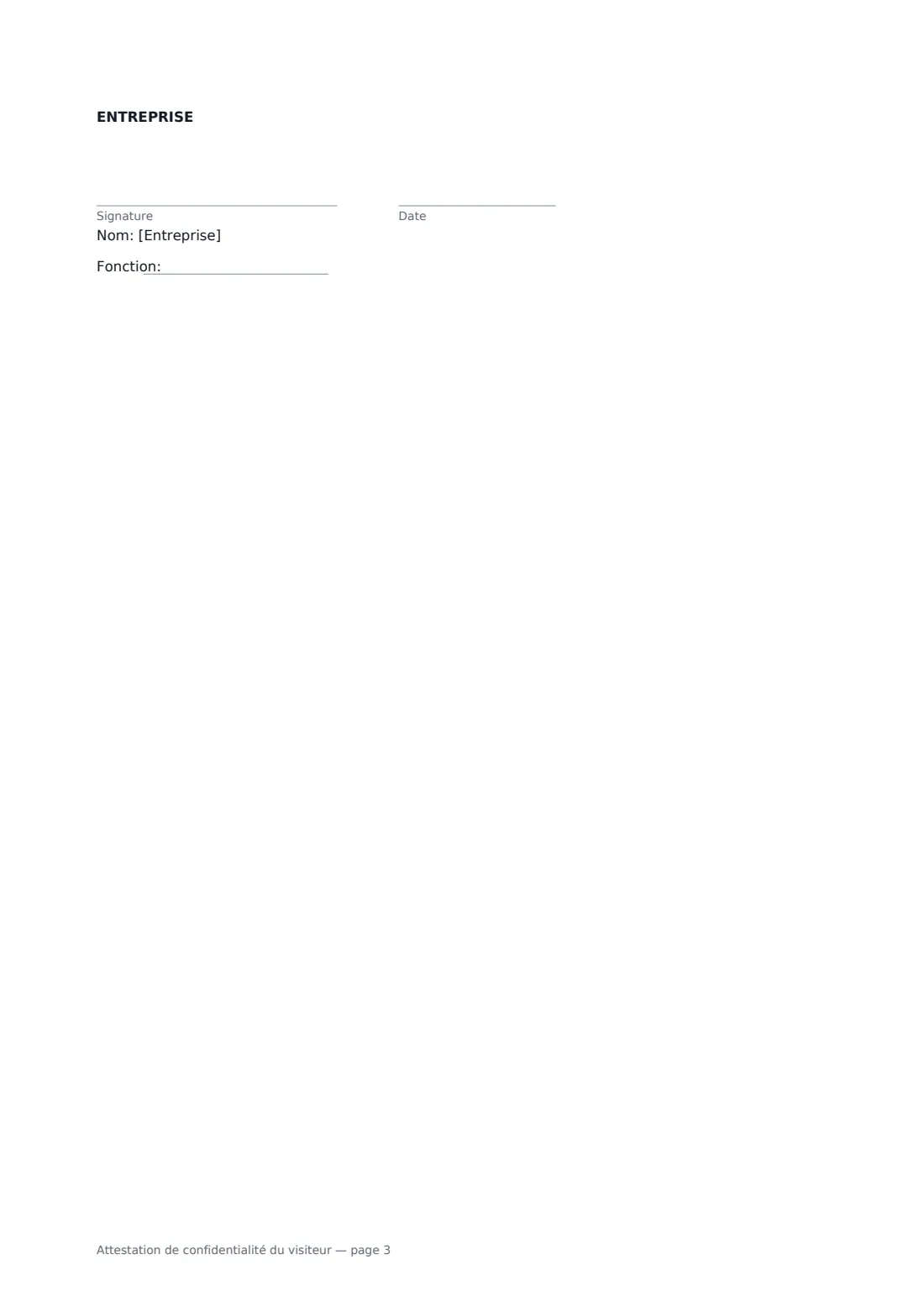 Attestation de confidentialité du visiteur — page 3 sur 3