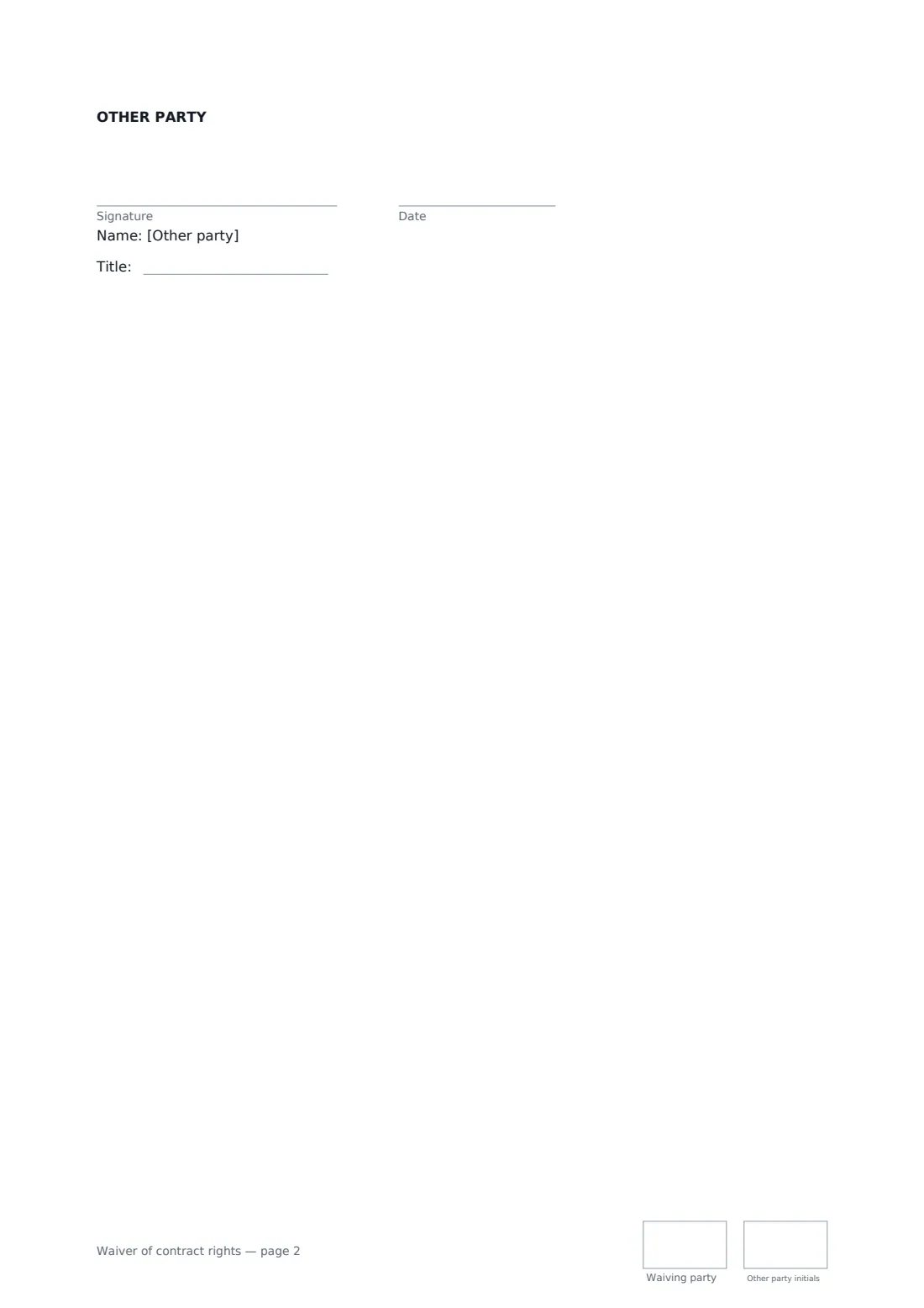 Waiver of contract rights — page 2 of 2