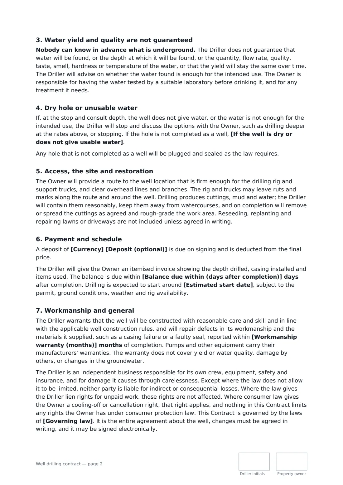 Well drilling contract — page 2 of 3