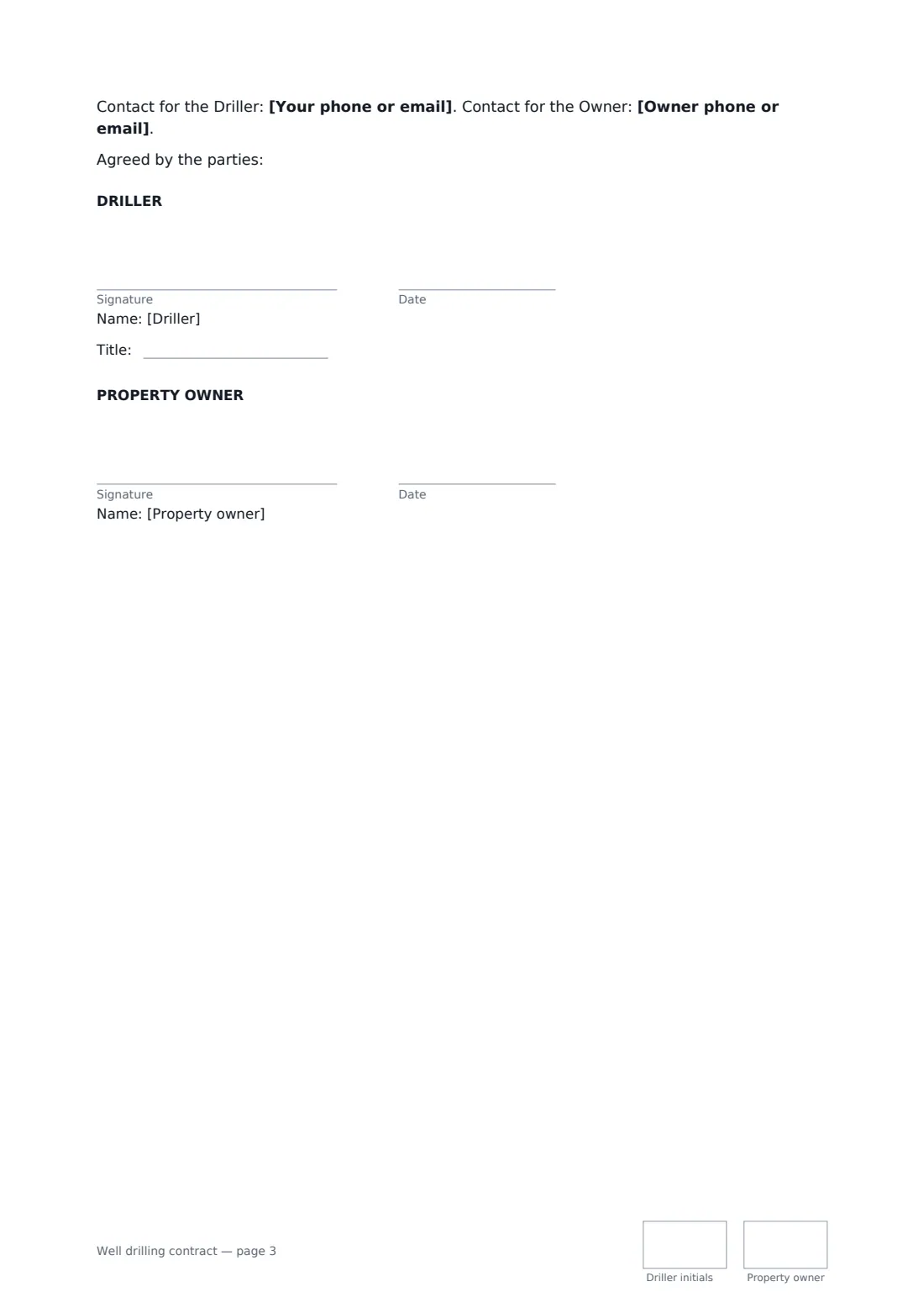 Well drilling contract — page 3 of 3
