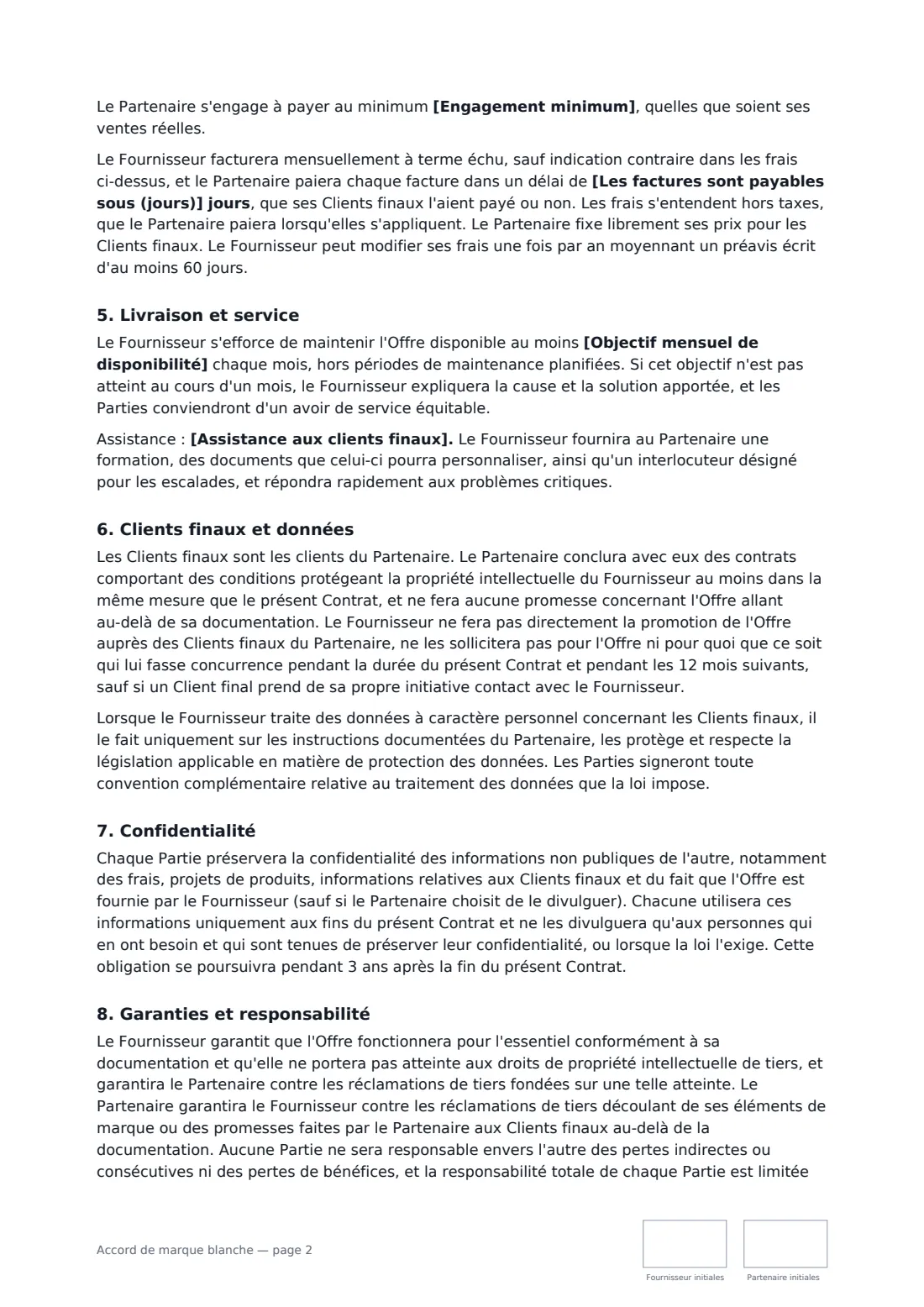 Accord de marque blanche — page 2 sur 3