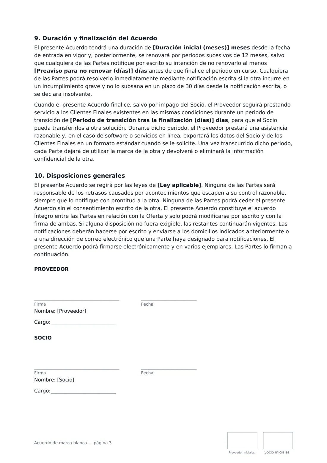 Acuerdo de marca blanca: página 3 de 3