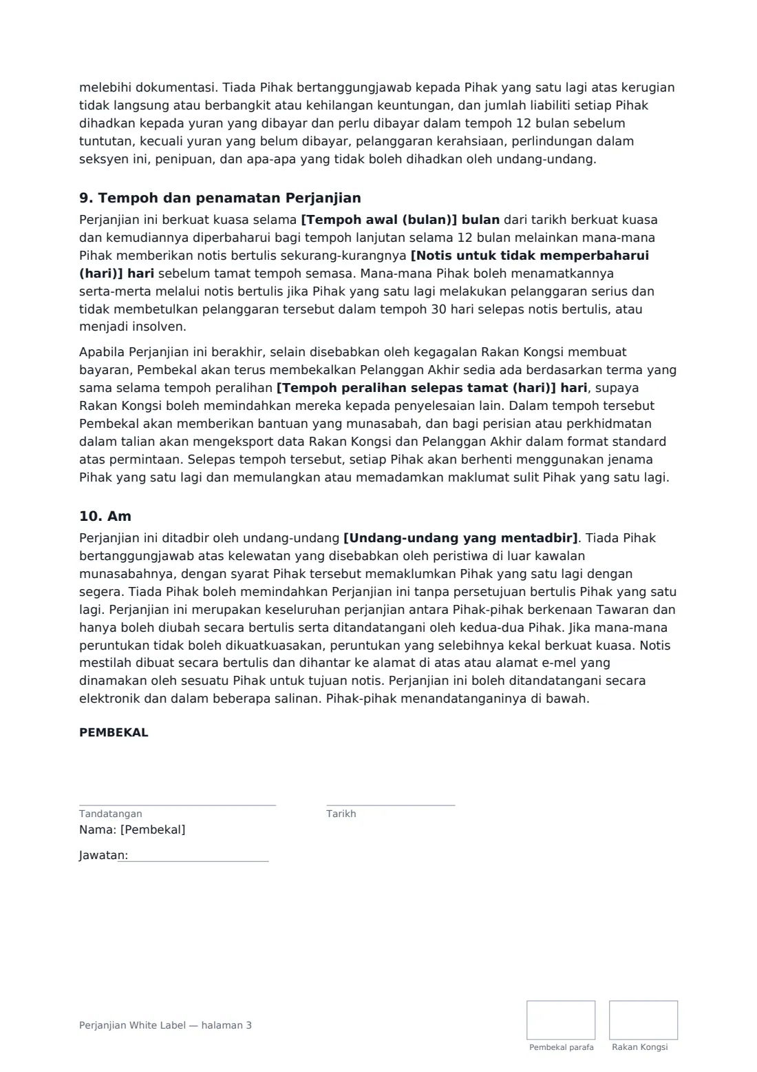 Perjanjian White Label — halaman 3 daripada 4