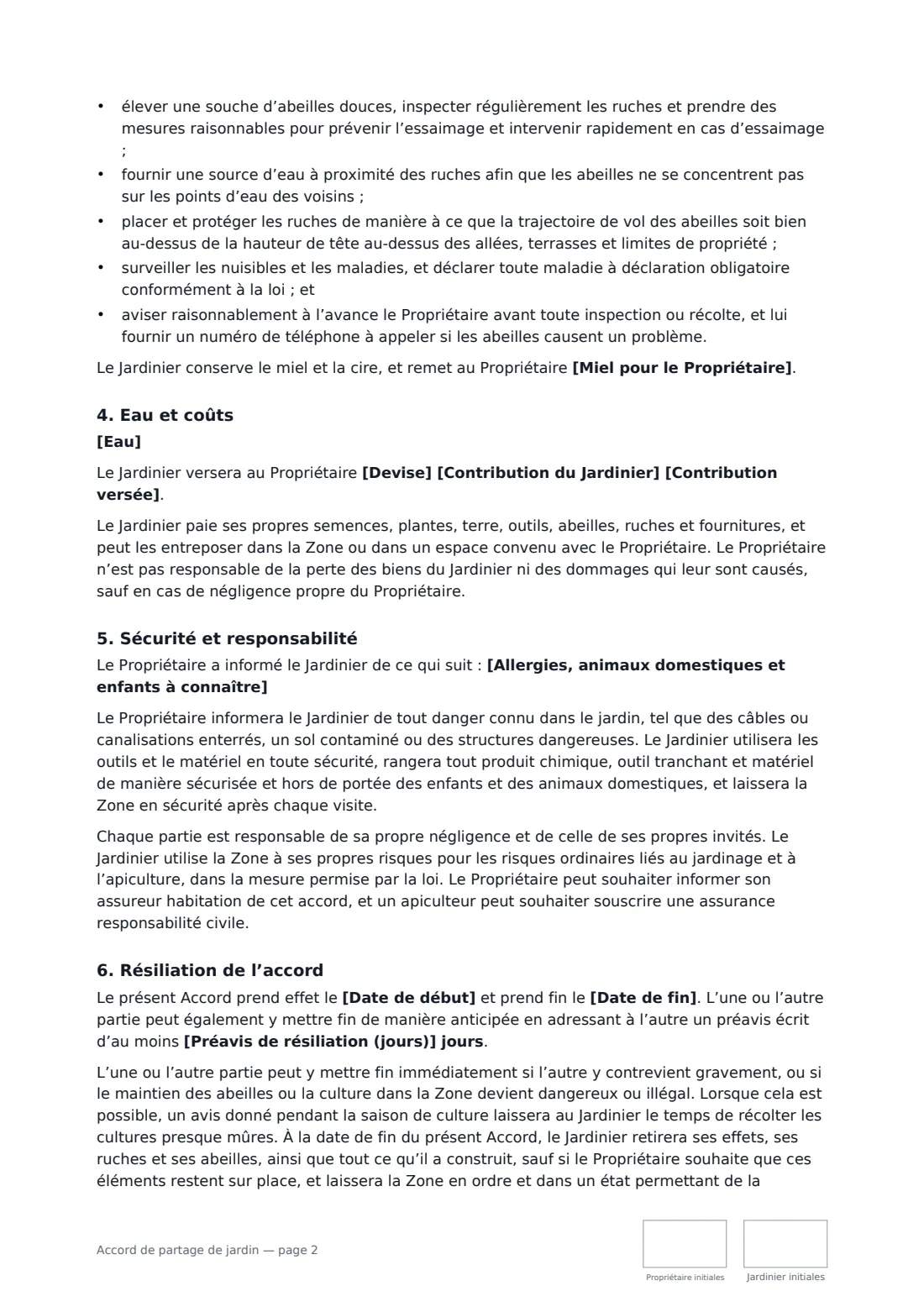 Accord de partage de jardin — page 2 sur 3