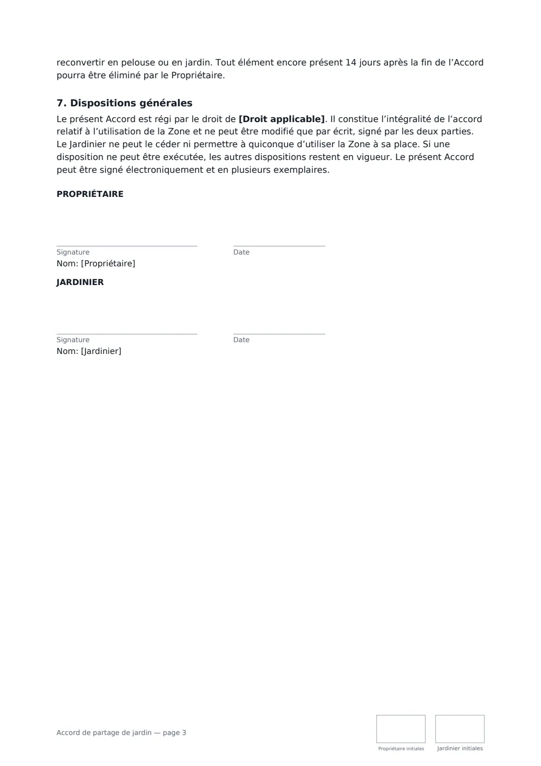 Accord de partage de jardin — page 3 sur 3