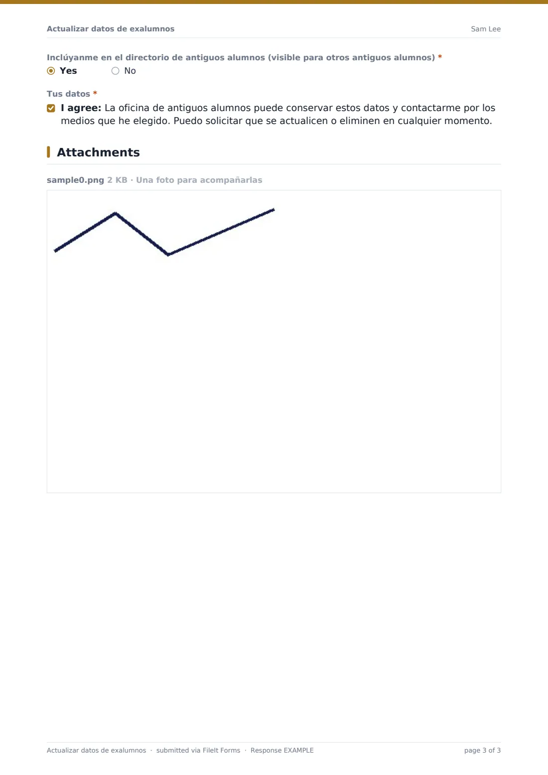 Actualizar datos de exalumnos — PDF de respuesta de ejemplo, página 3 de 3