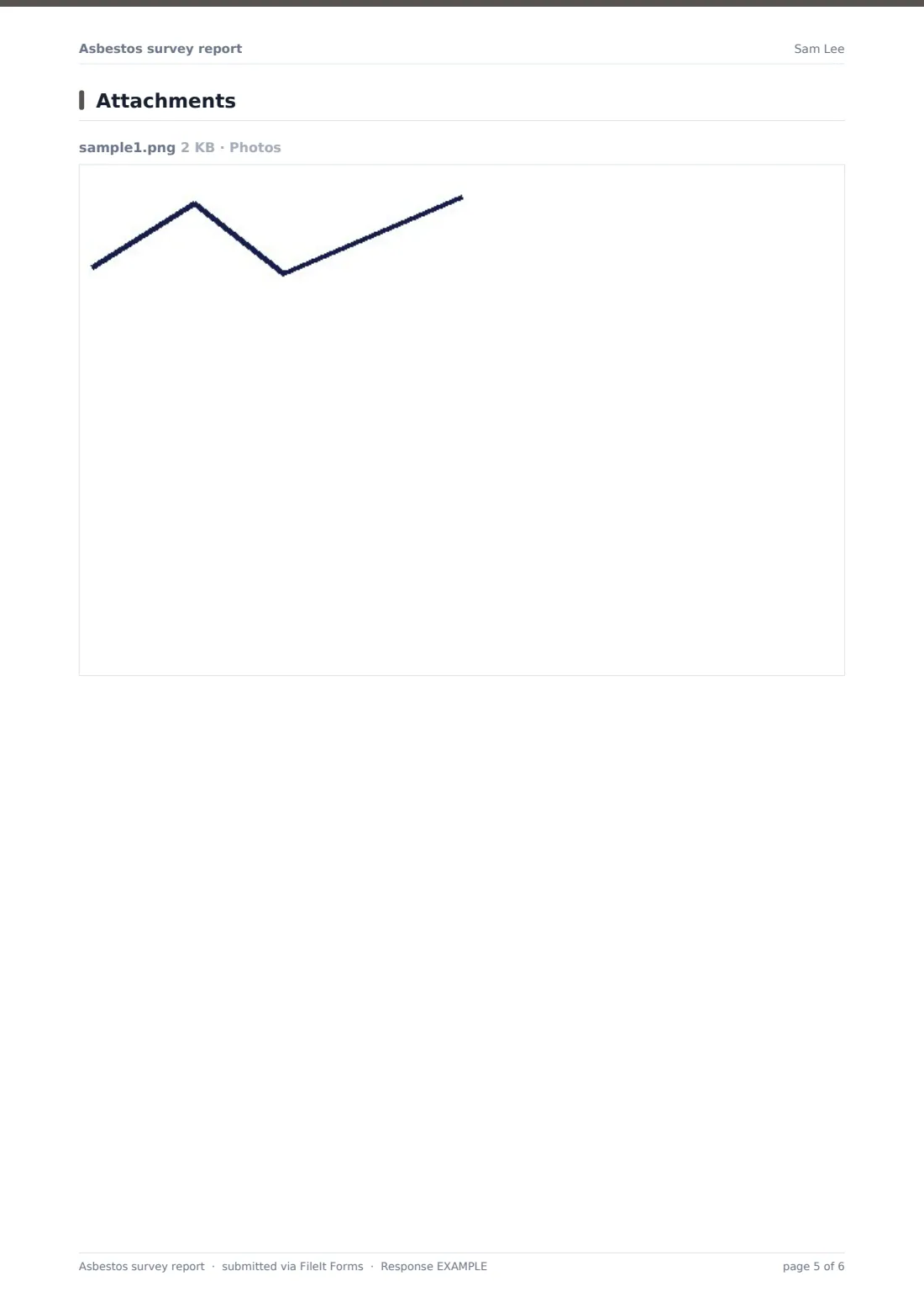 Asbestos survey report — example response PDF, page 5 of 6