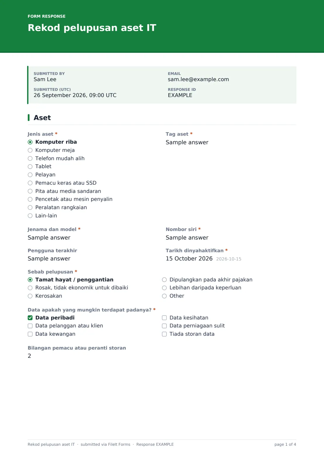 Rekod pelupusan aset IT — PDF respons contoh, halaman 1 daripada 4