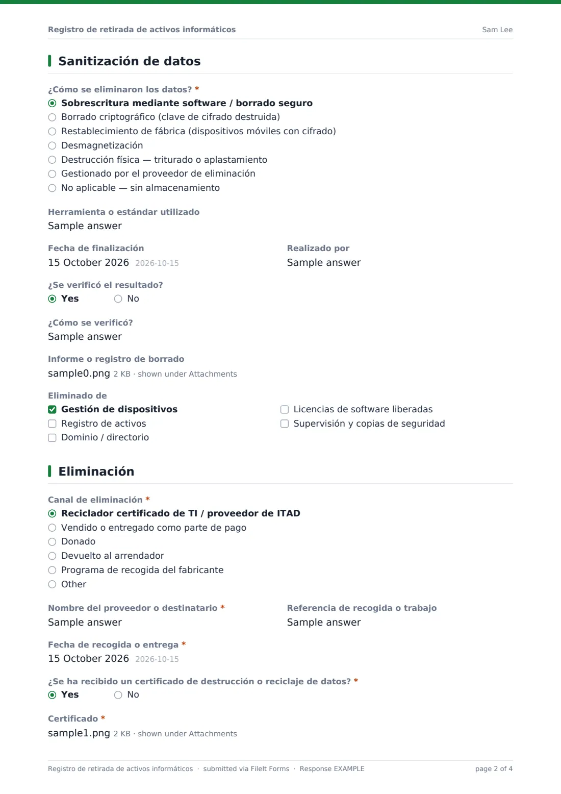 Registro de retirada de activos informáticos — PDF de respuesta de ejemplo, página 2 de 4