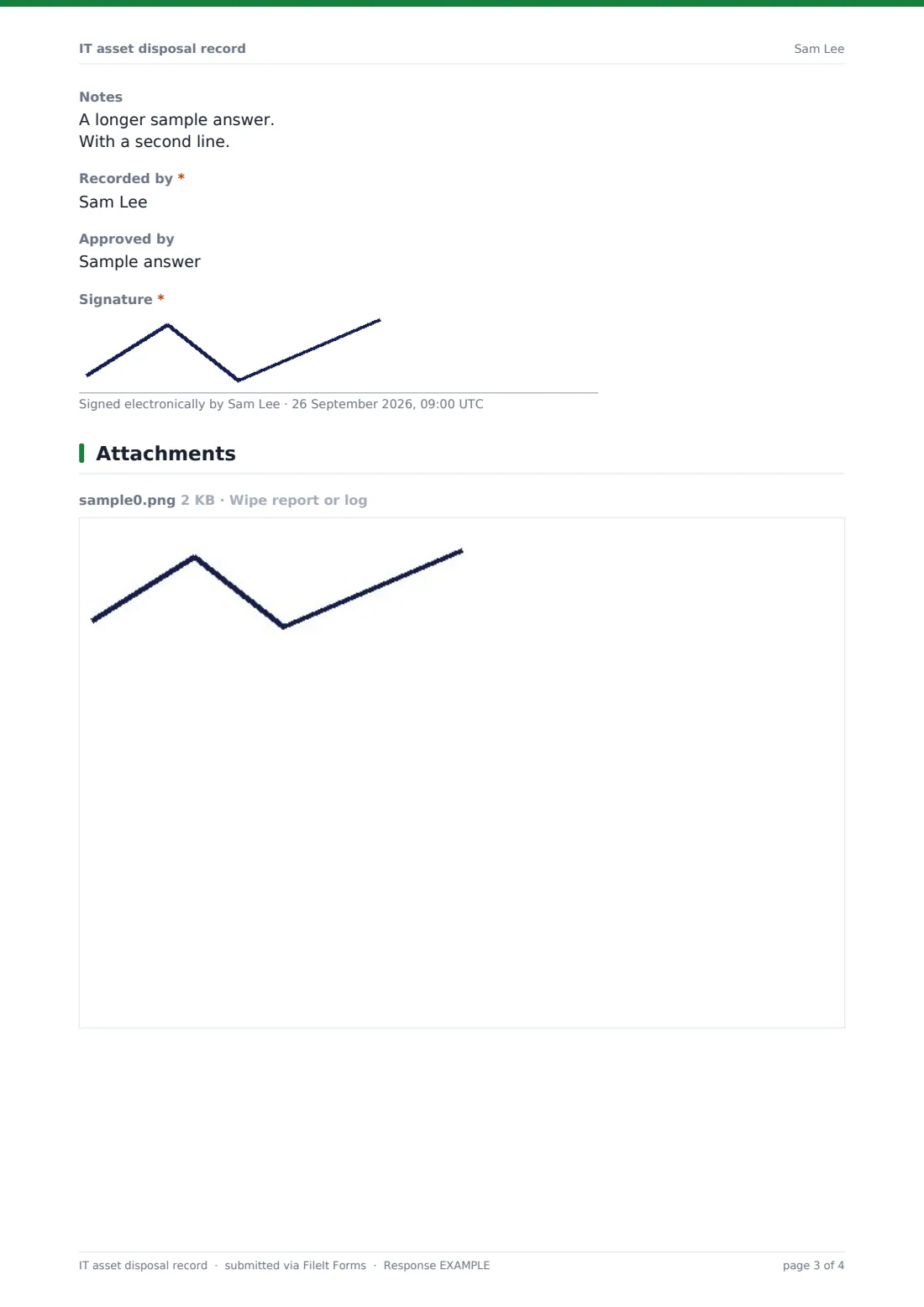 IT asset disposal record — example response PDF, page 3 of 4
